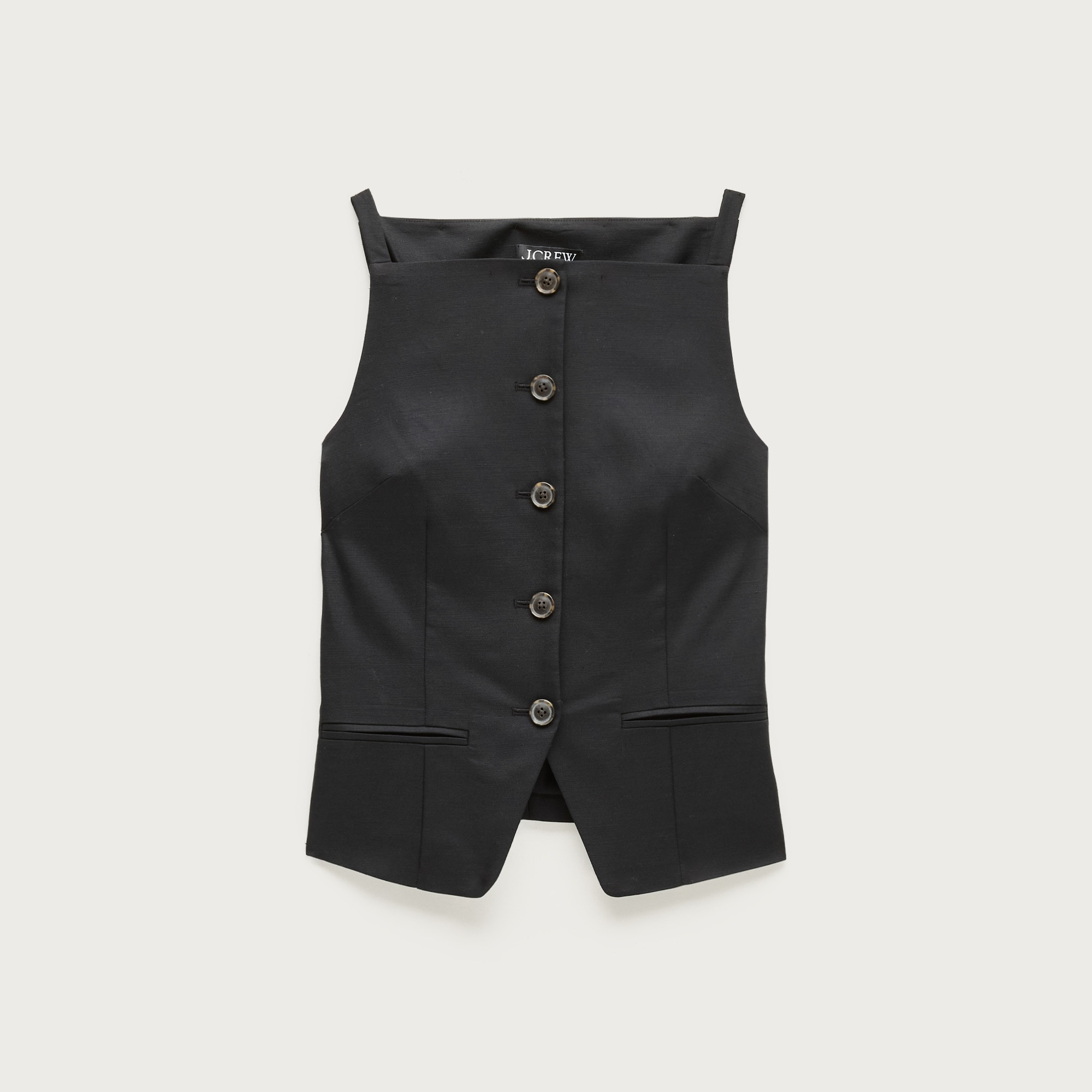 Button-up cutaway tank top in Gramercy linen blend