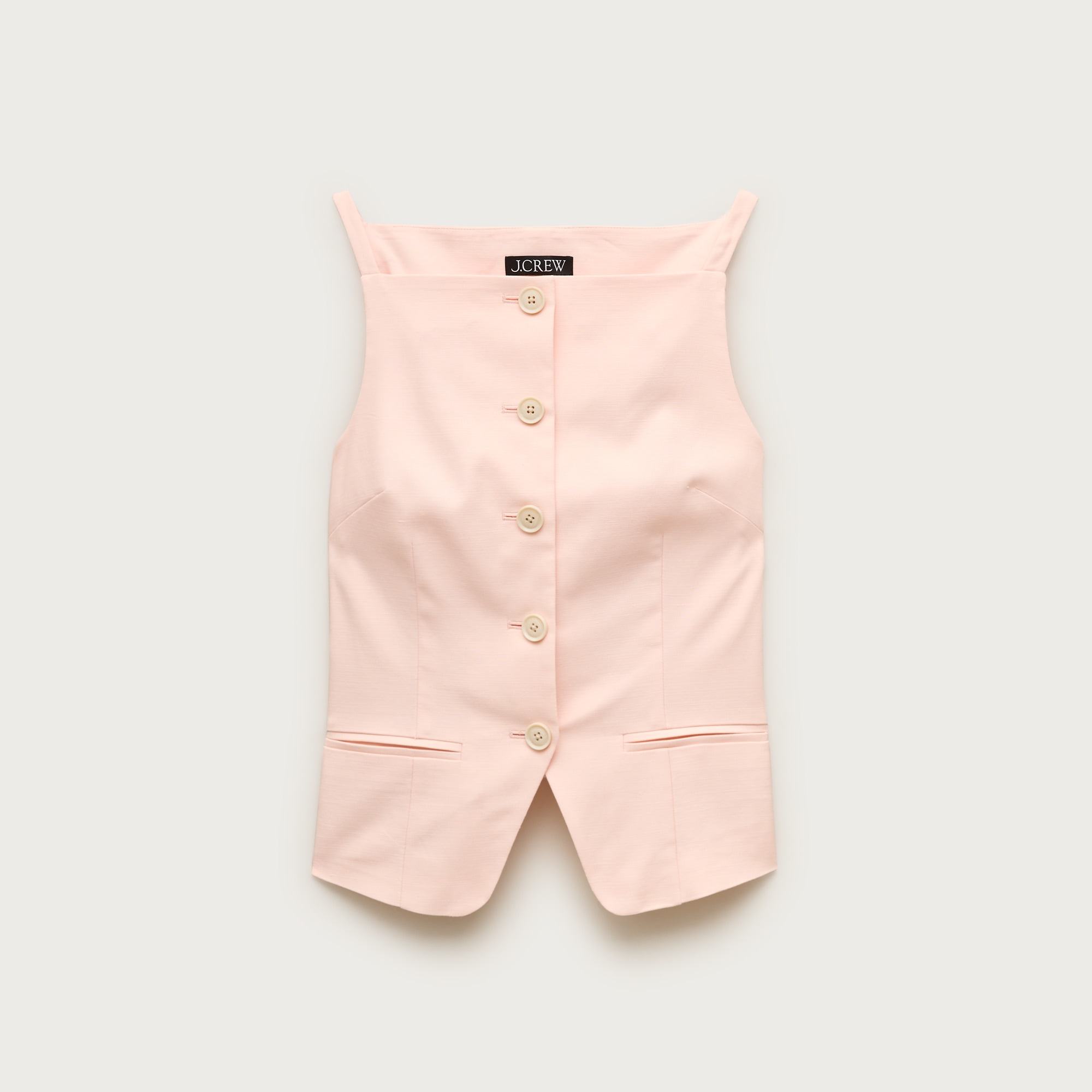 Button-up cutaway tank top in Gramercy linen blend