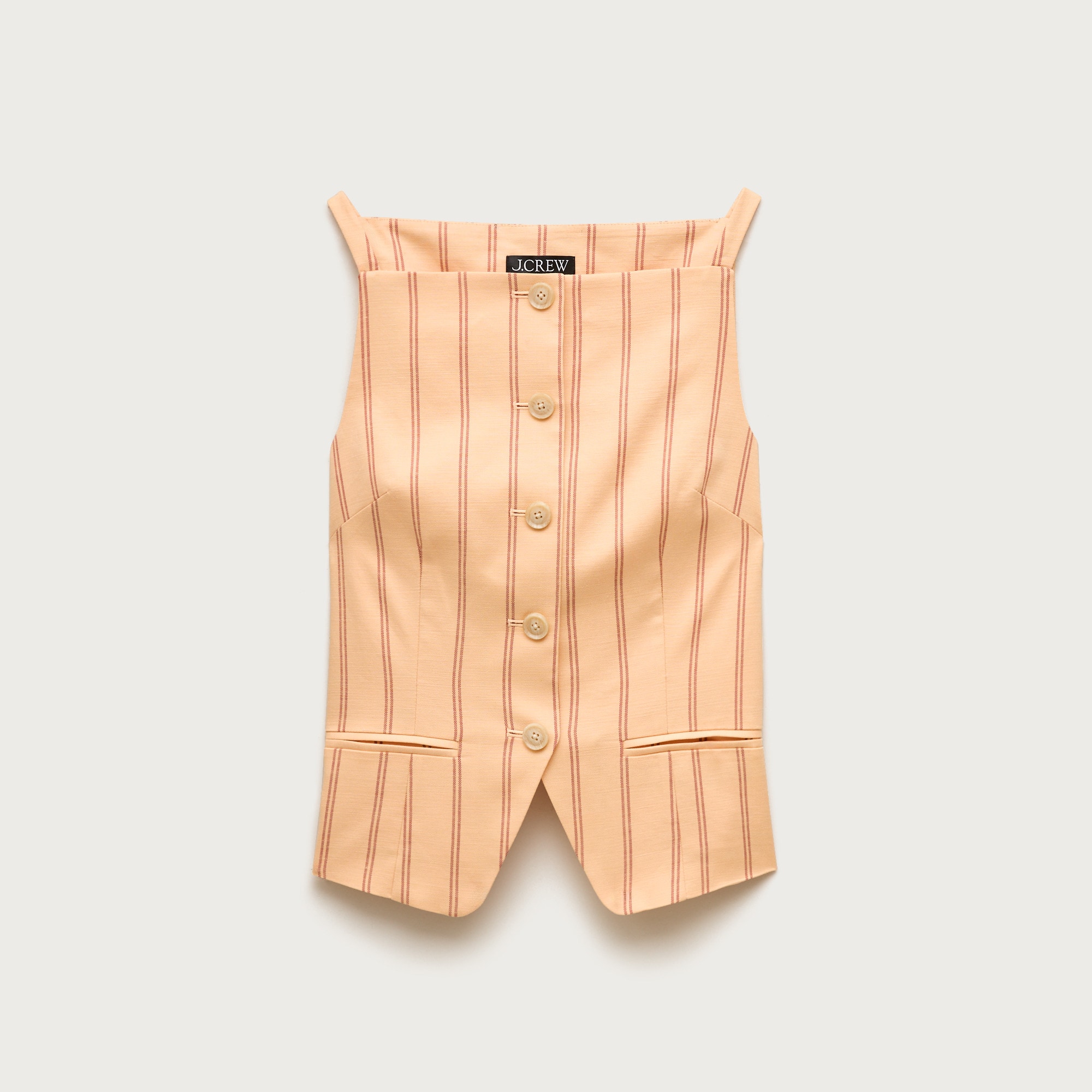 Button-up Cutaway Tank Top In Striped Gramercy Linen Blend For