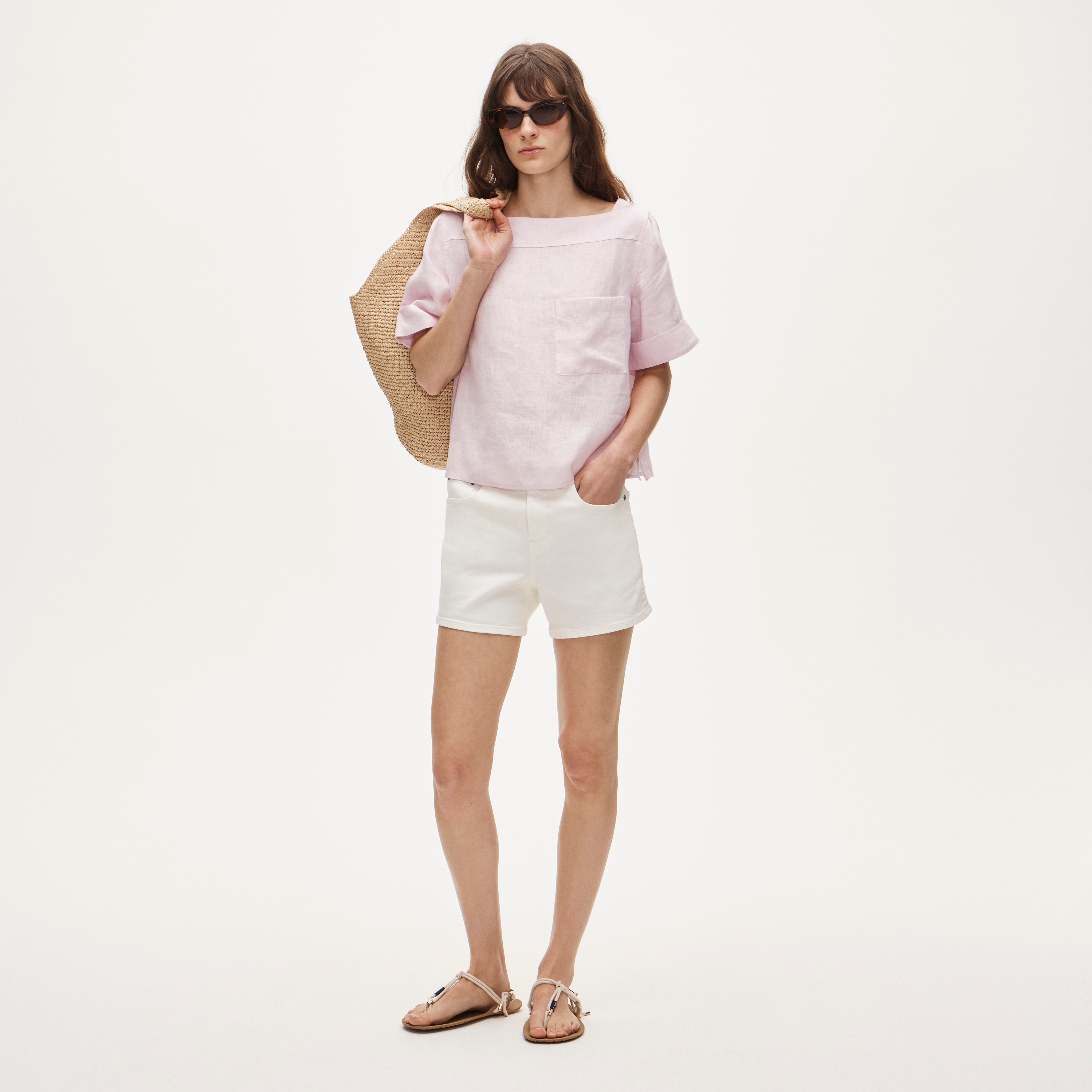 Boatneck tee in linen