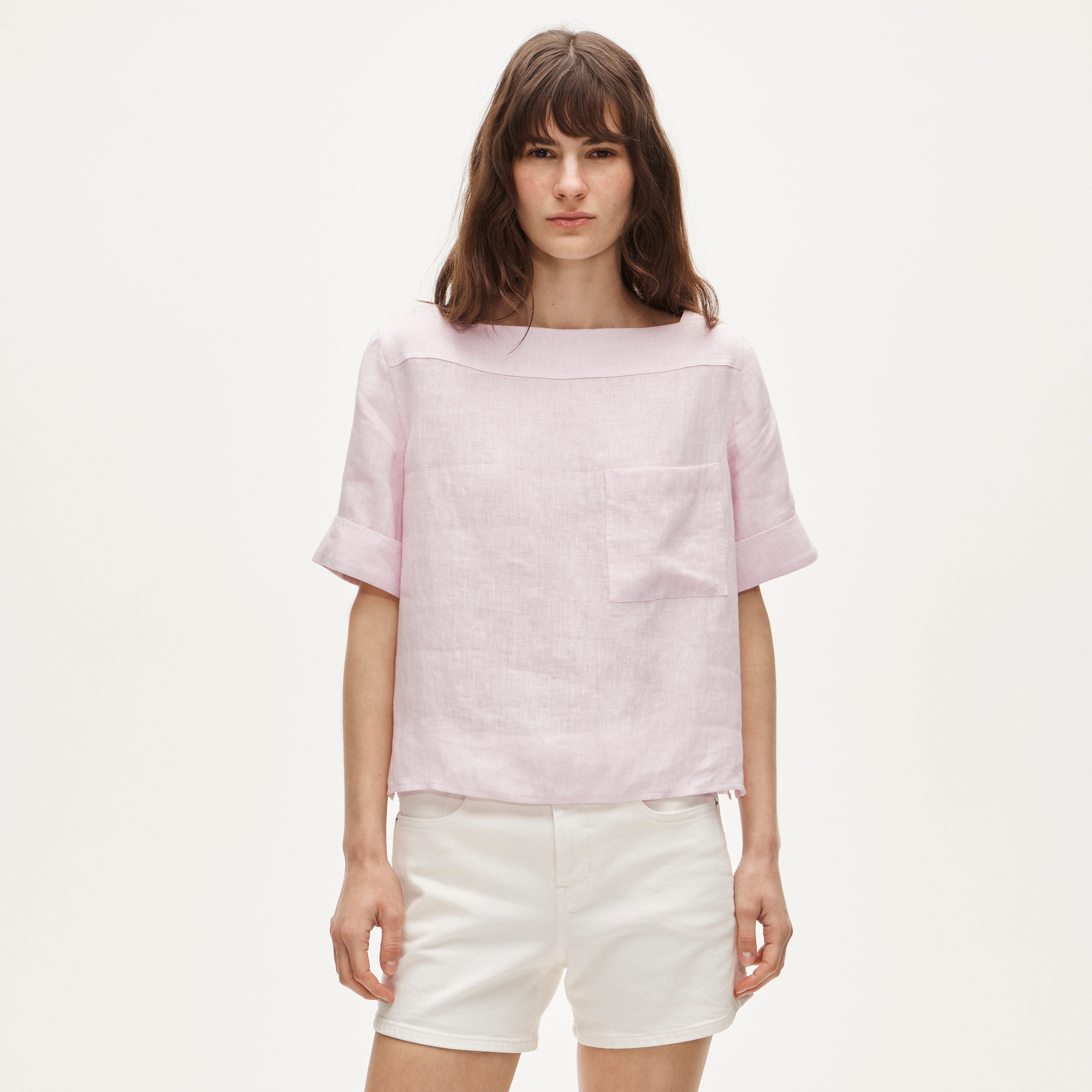 Boatneck tee in linen