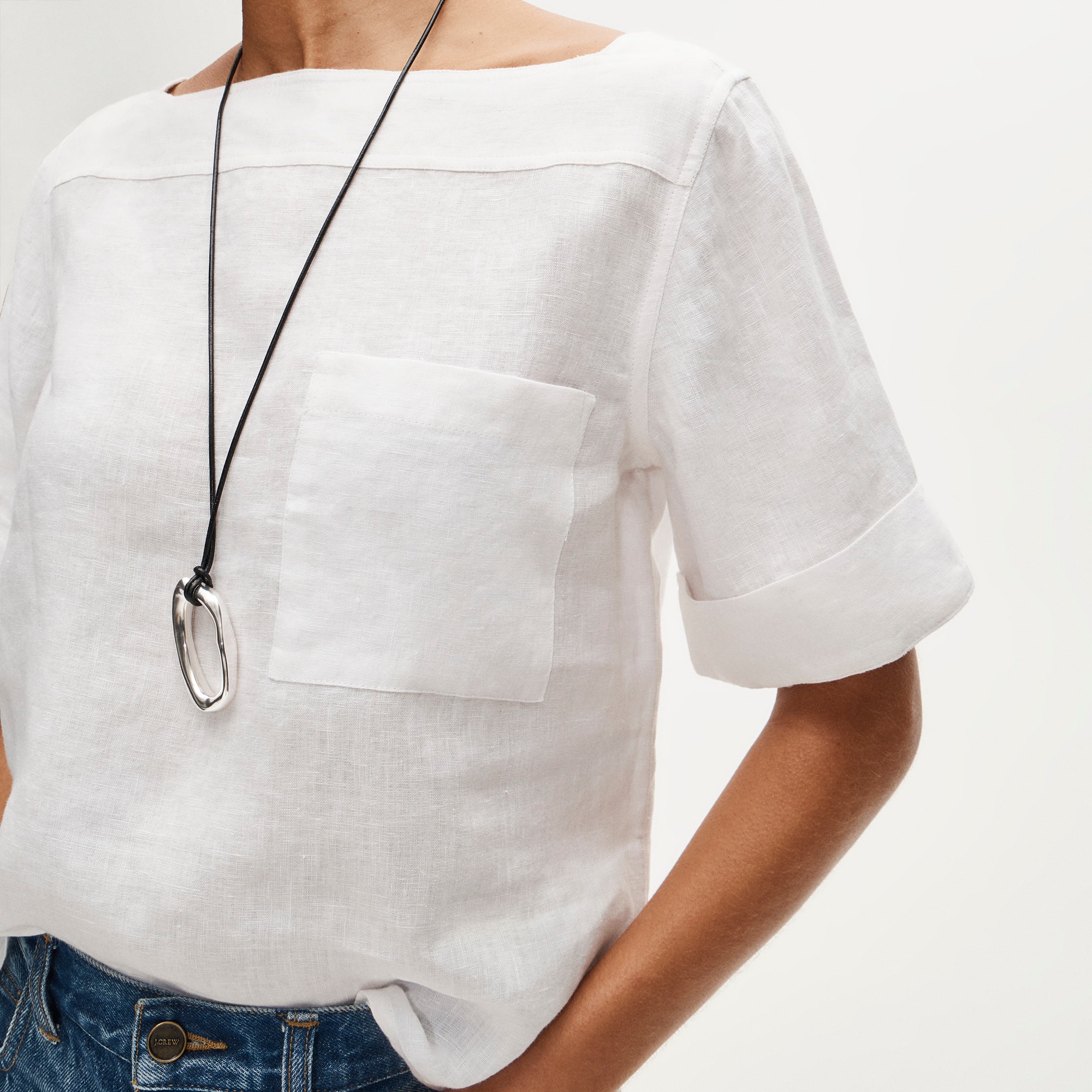 Boatneck Tee In Linen For Women | J.Crew