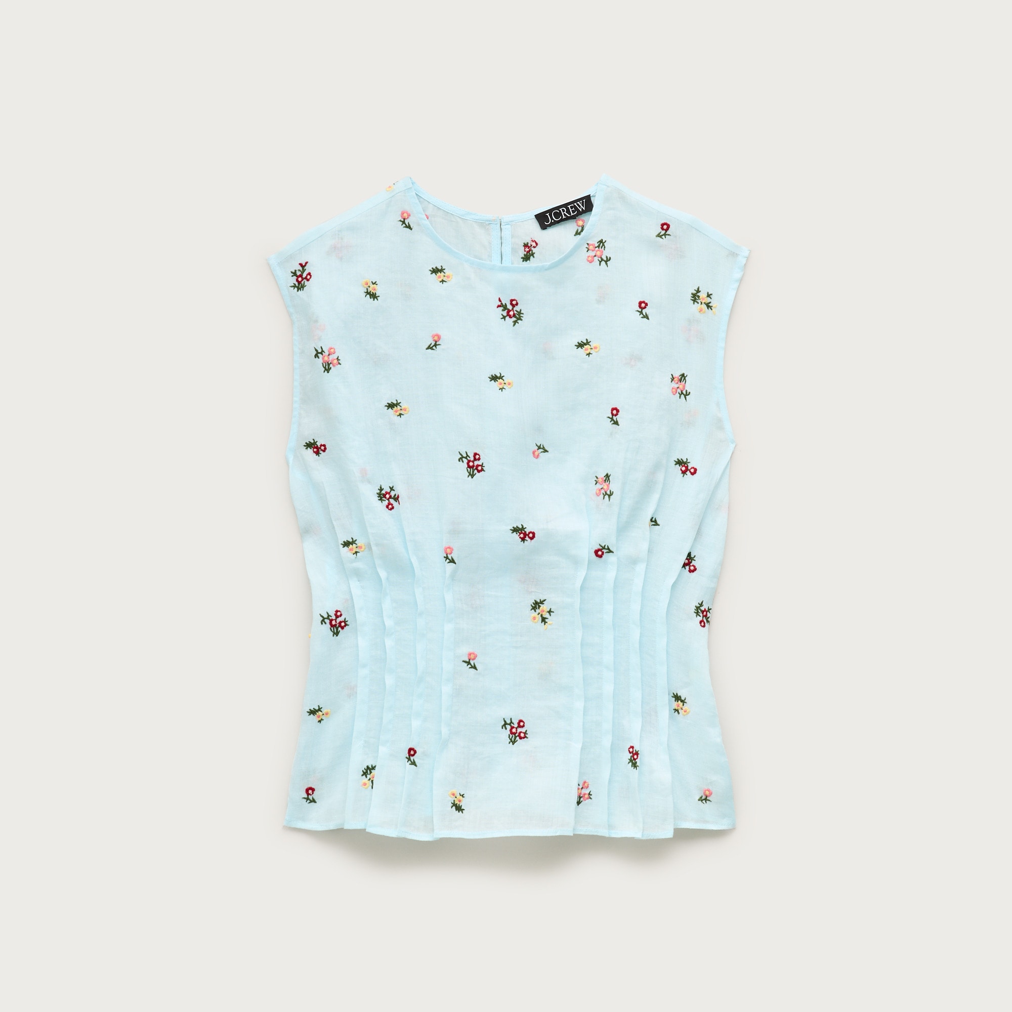 Pintuck shell top in ramie with embroidered florals from J.Crew - $148