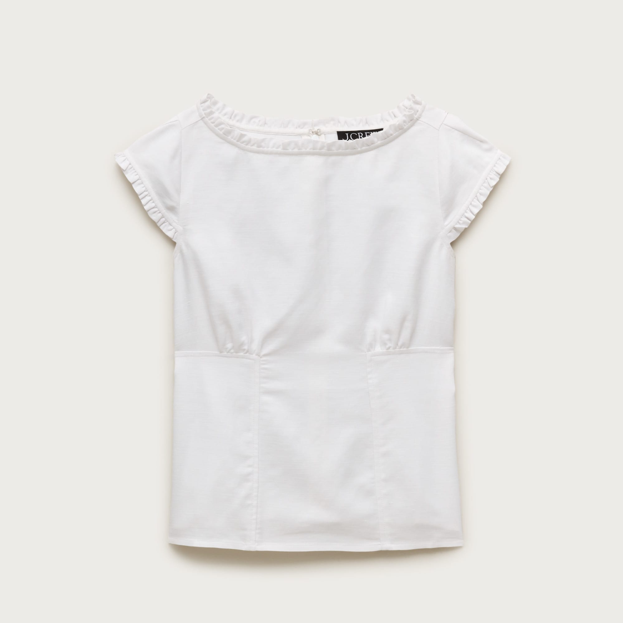 Ruffle-trim top in Gramercy linen blend