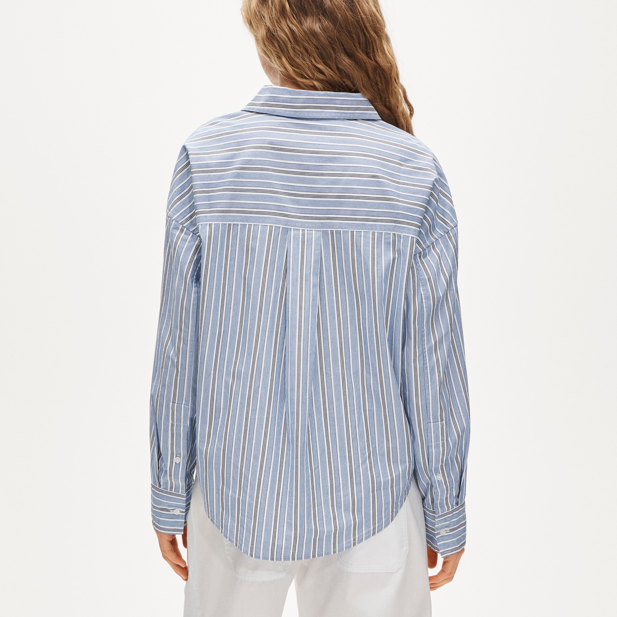 V-neck Popover Shirt In Striped Cotton Poplin For Women | J.Crew