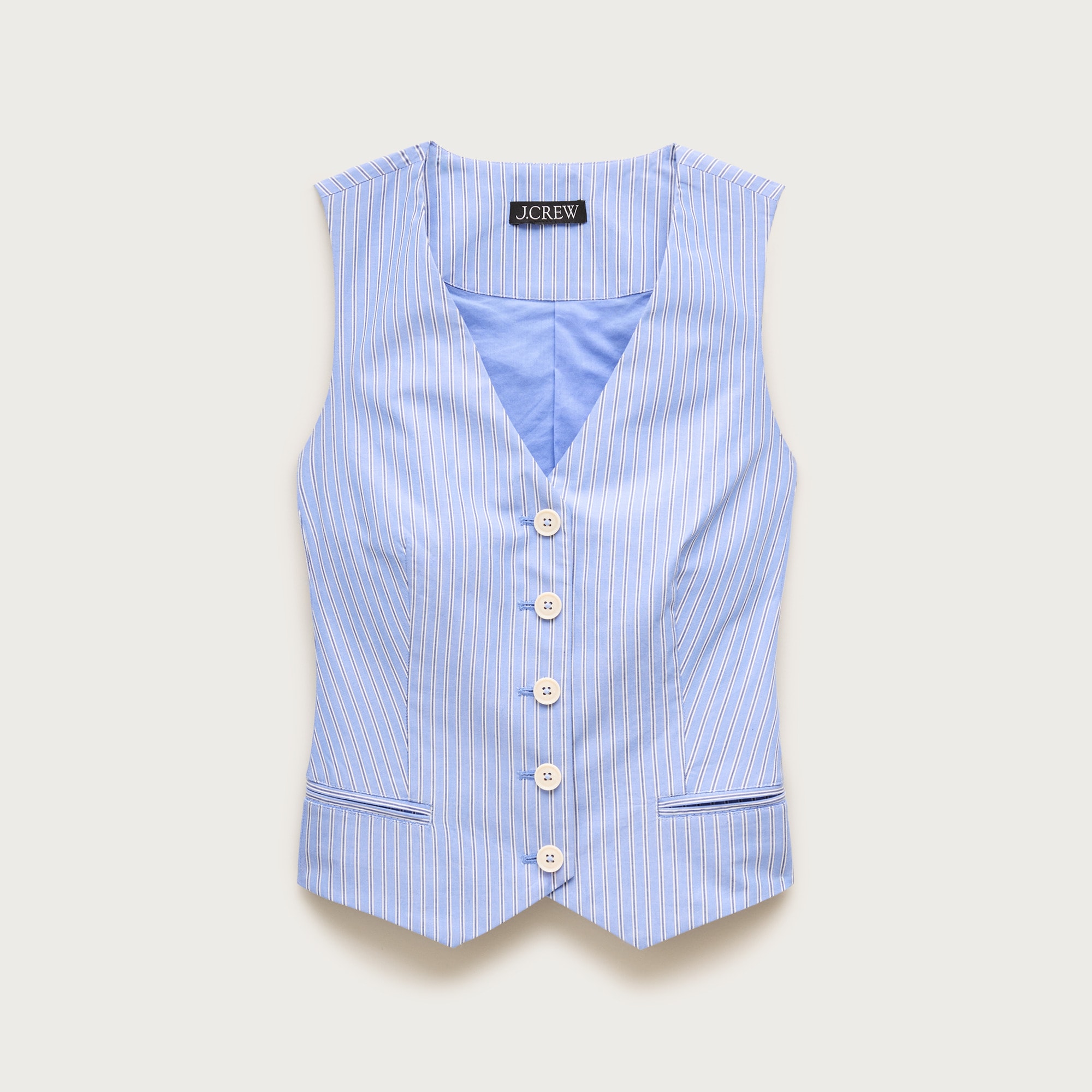 Shrunken V-neck vest top in stripe