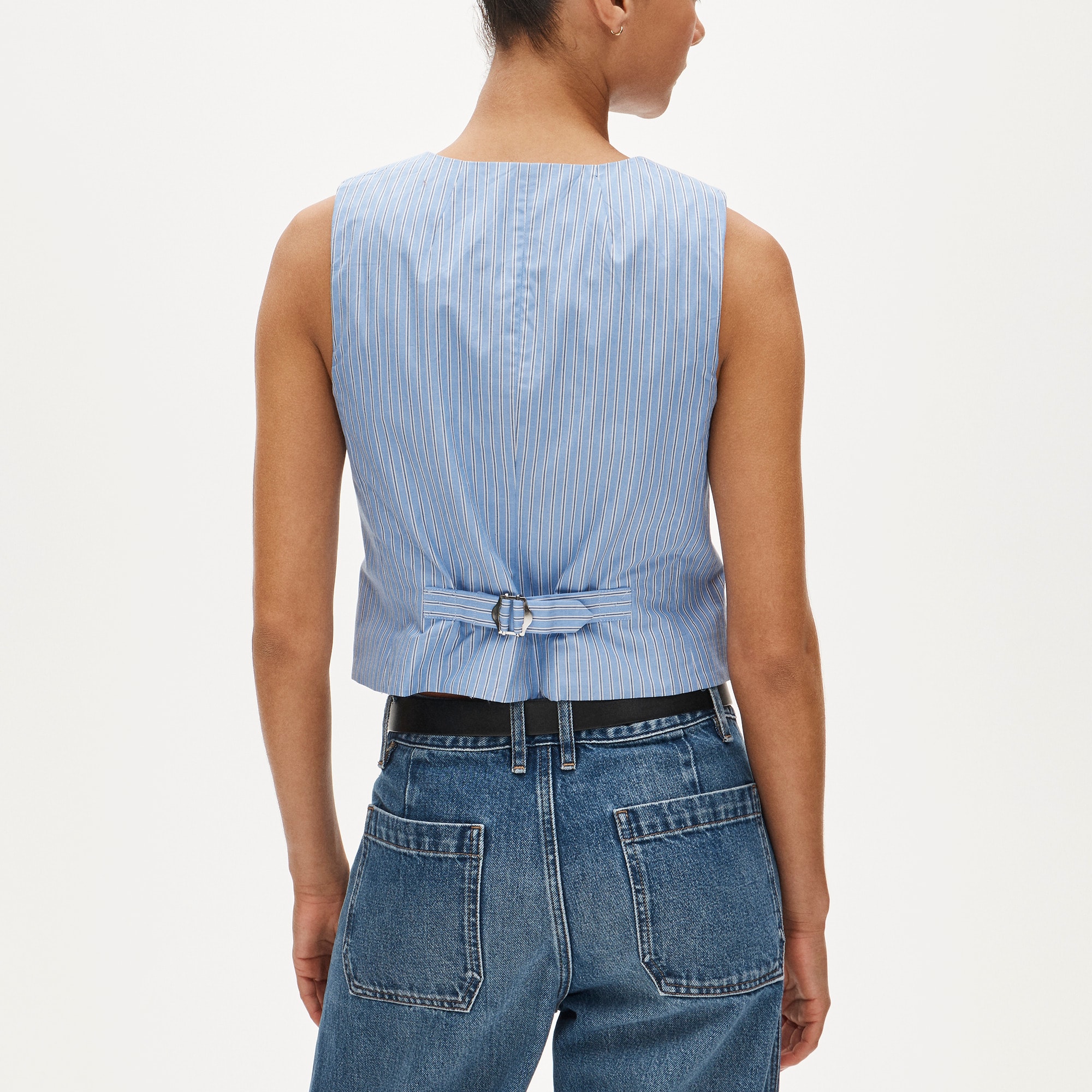 Shrunken V-neck vest top in stripe - image 5