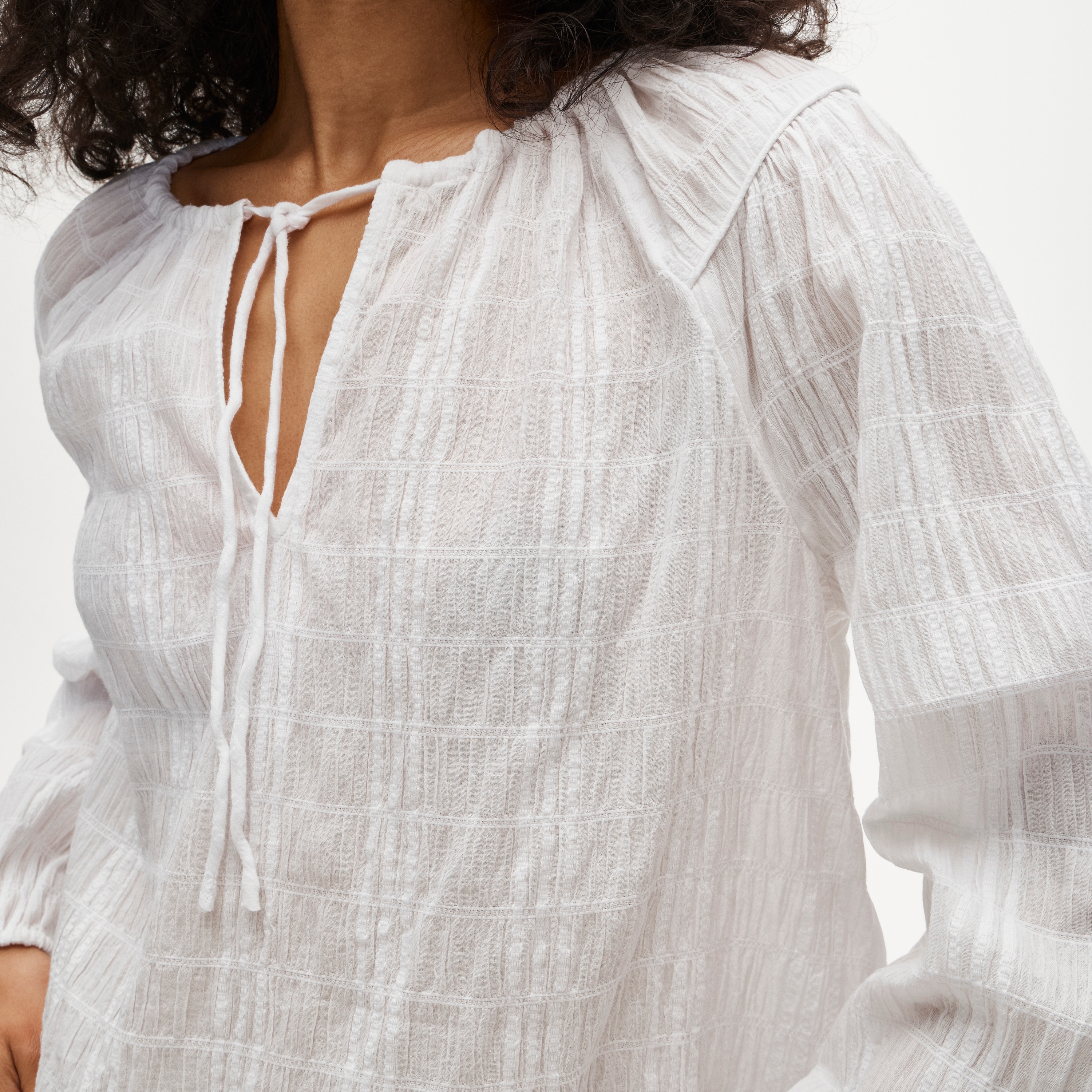 Tie-front Popover Top In Seersucker For Women | J.Crew