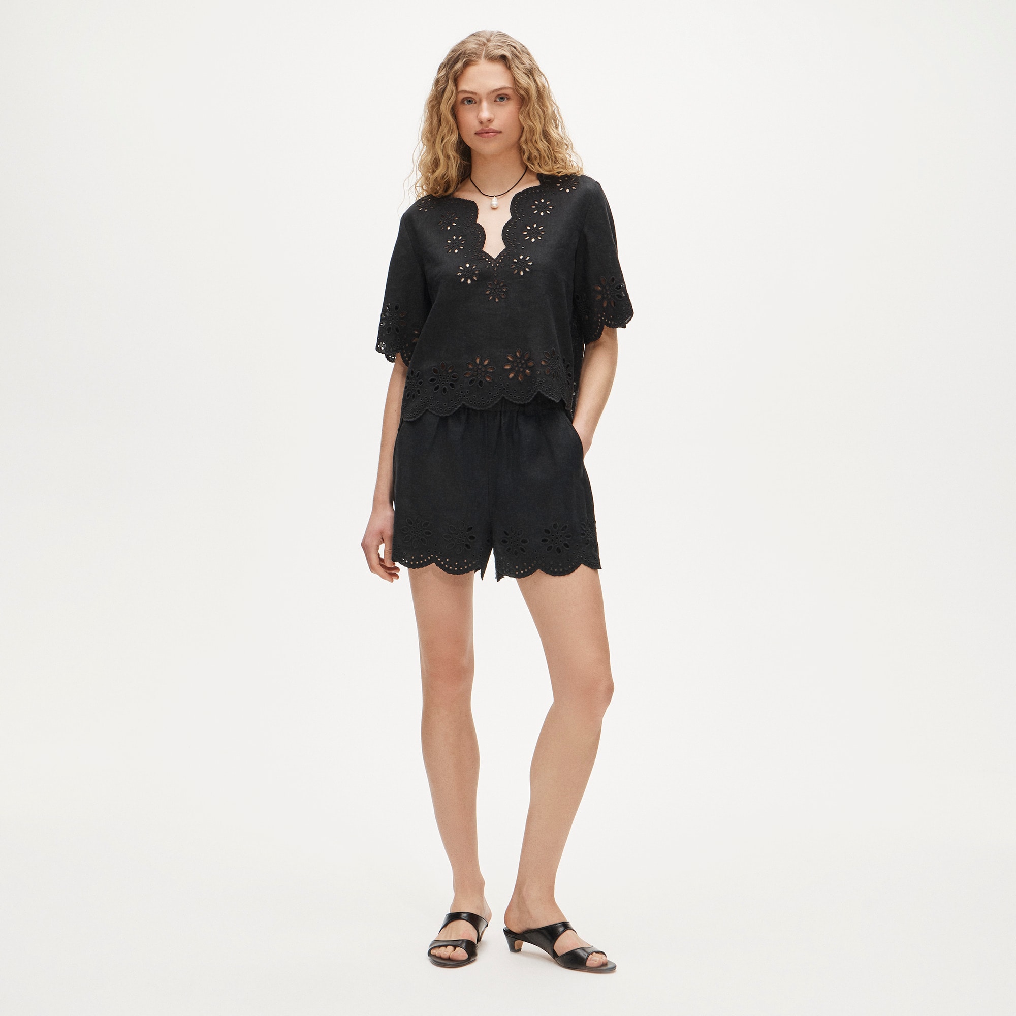 Embroidered Eyelet Top In Linen For Women | J.Crew