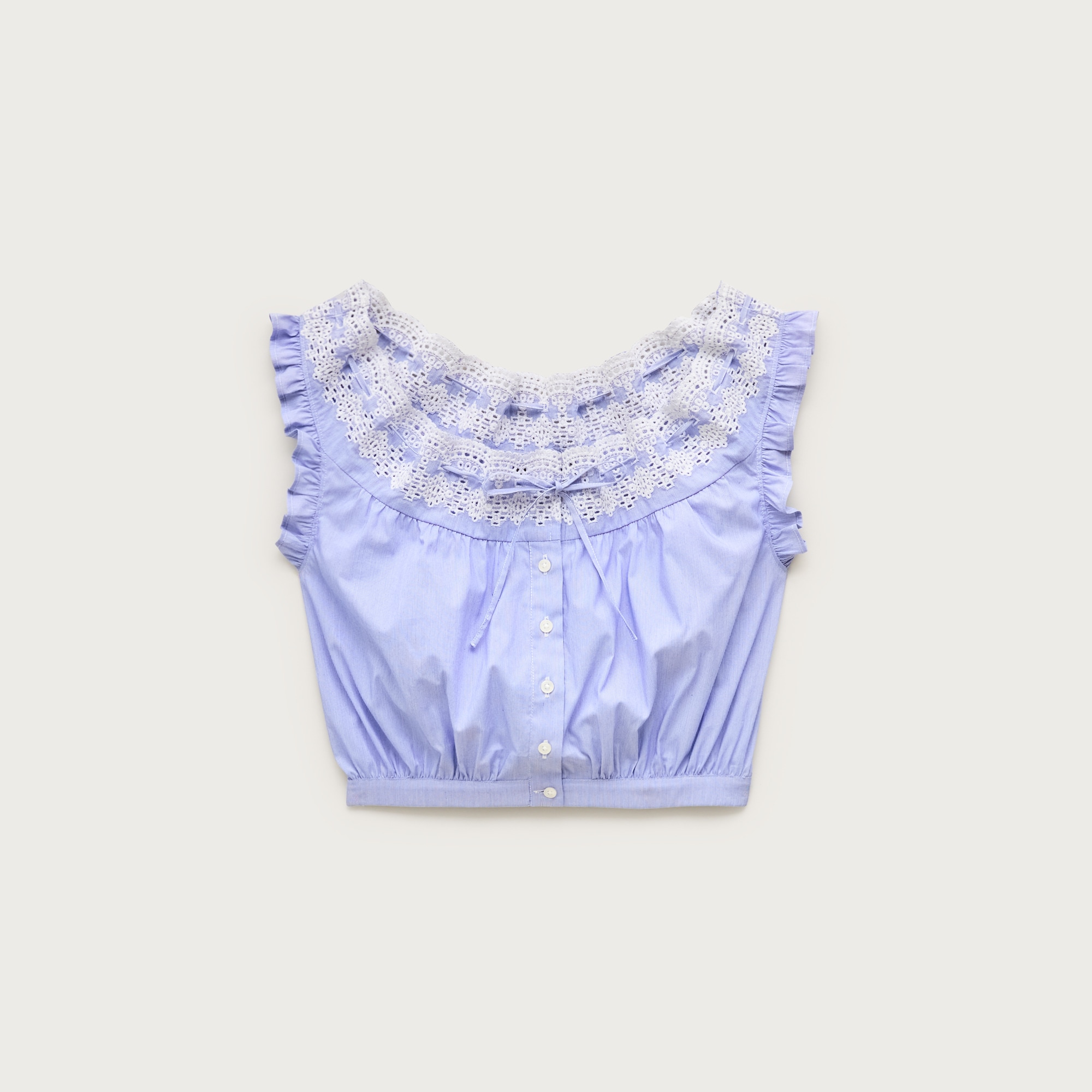 Embroidered Ruffle-trim Cropped Tank Top For Women | J.Crew