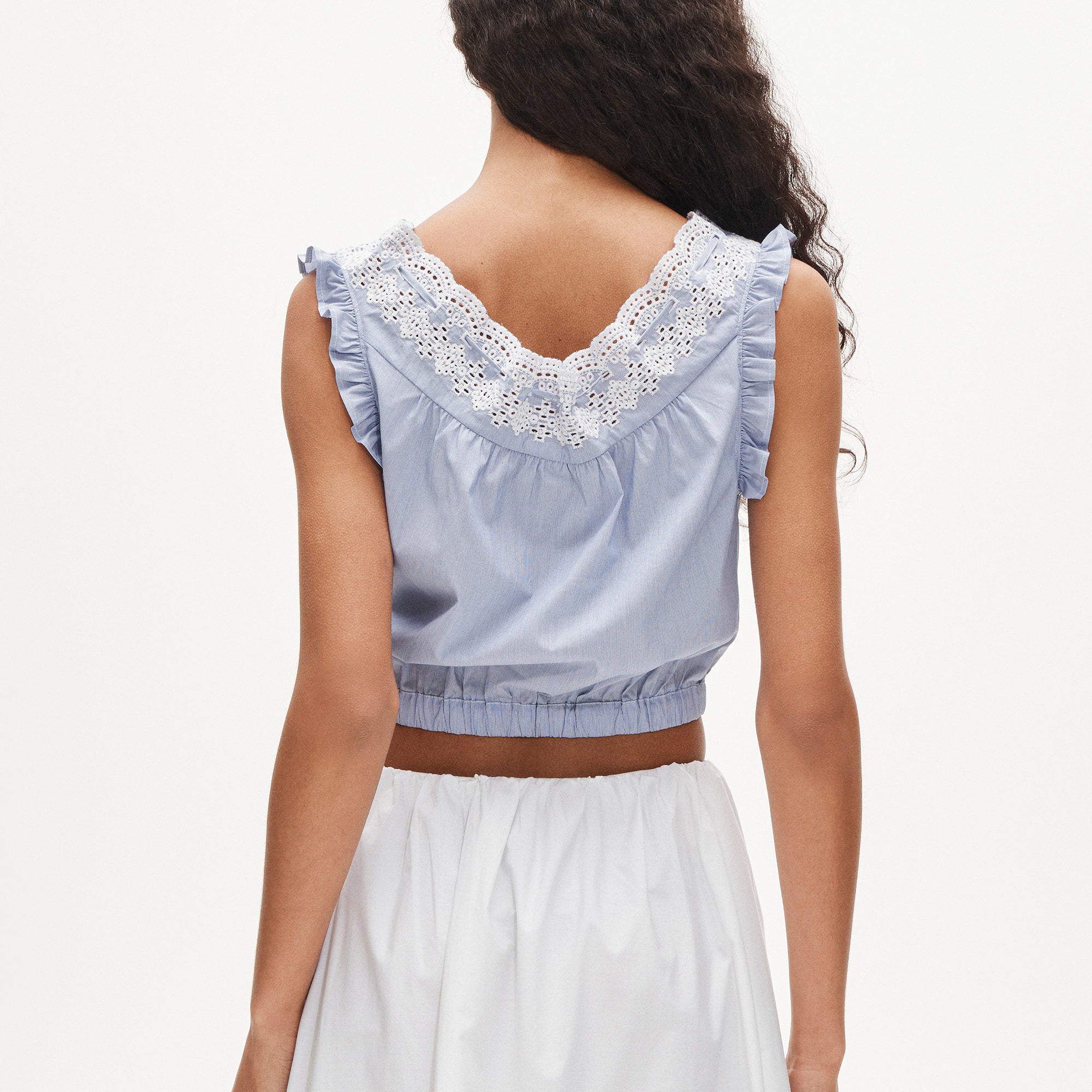 Embroidered Ruffle-trim Cropped Tank Top For Women | J.Crew