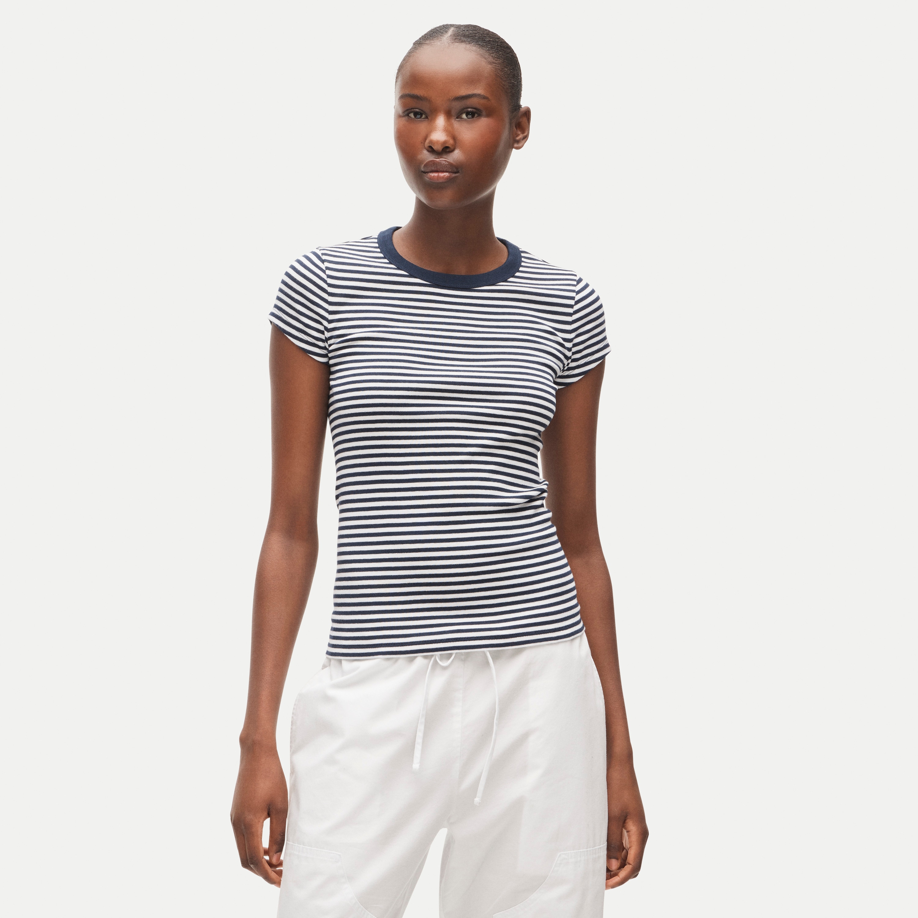 Perfect-fit crewneck T-shirt in stripe