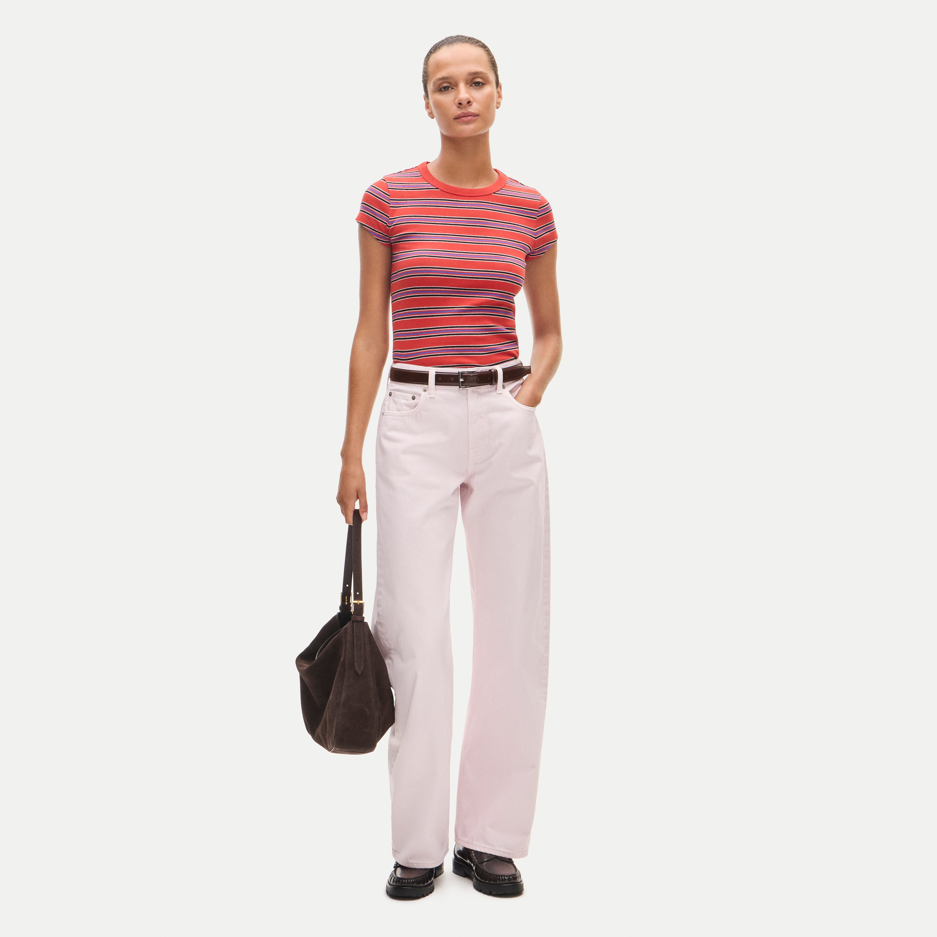 Perfect-fit crewneck T-shirt in stripe - thumbnail 4