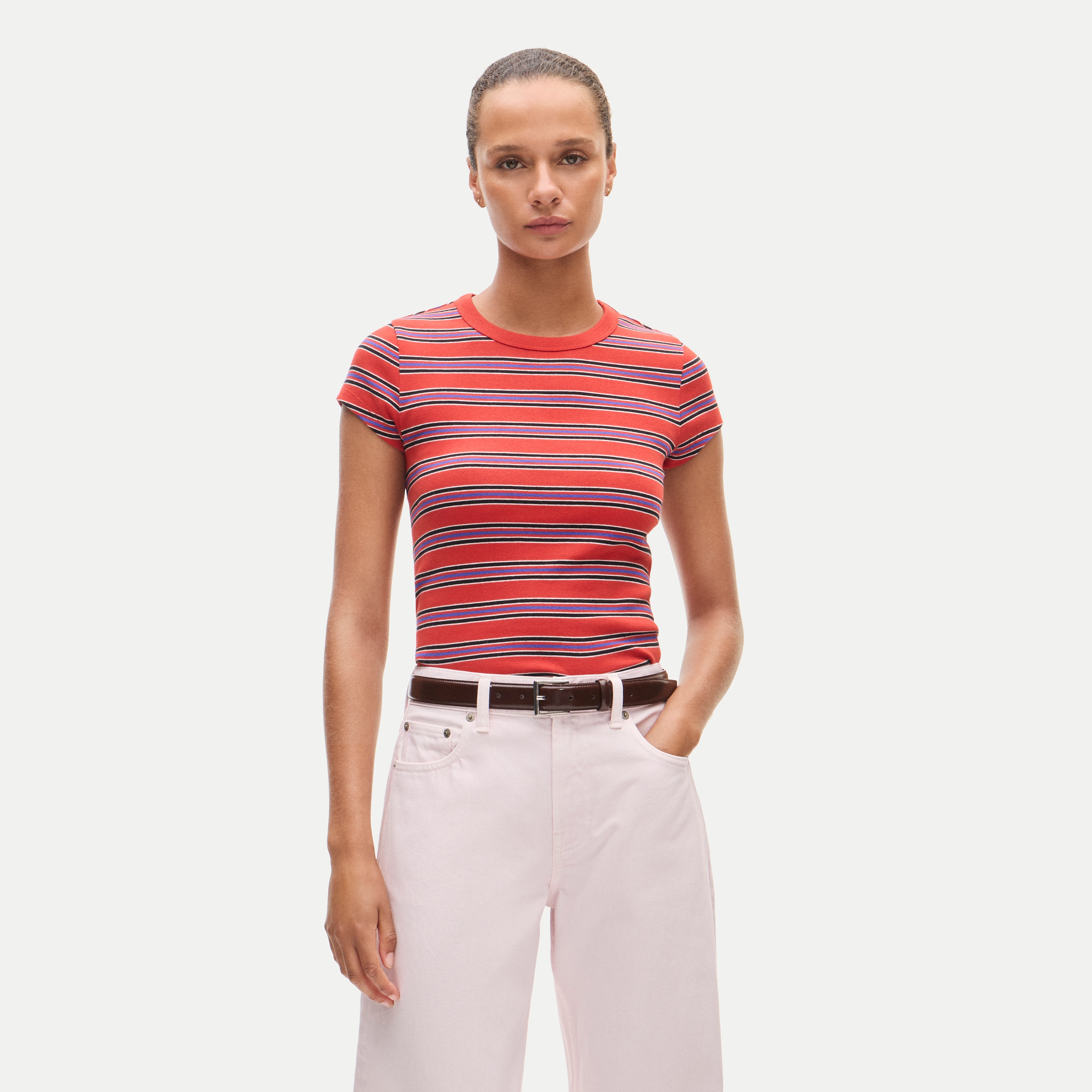 Perfect-fit crewneck T-shirt in stripe