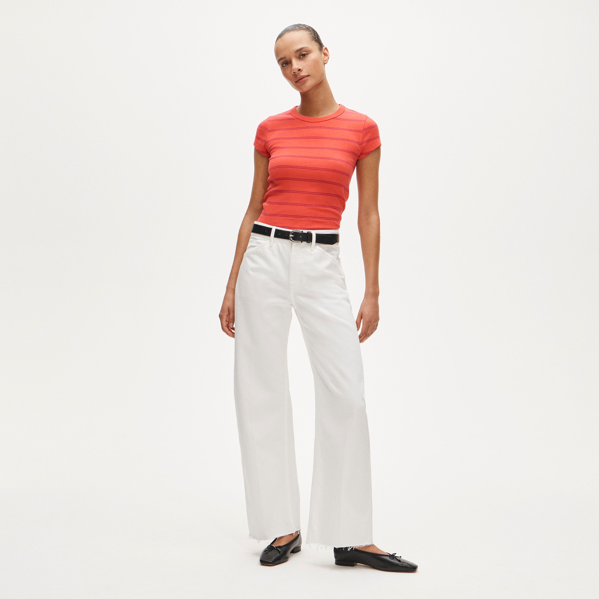 Perfect-fit crewneck T-shirt in stripe - image 4
