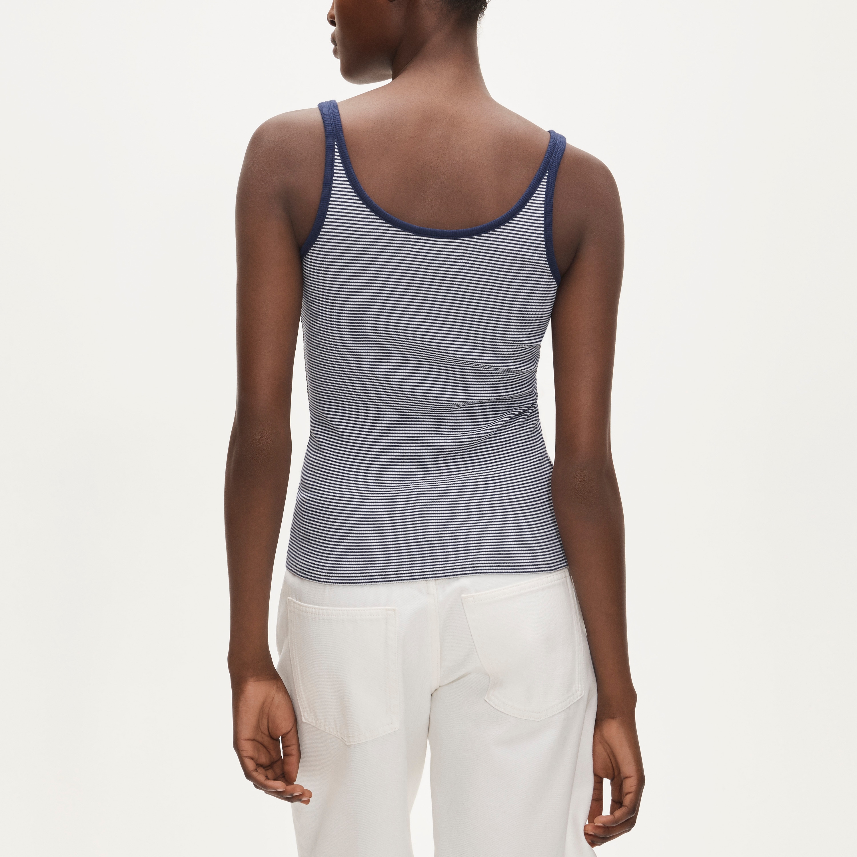 Perfect Rib Scoopneck Tank Top In Stripe For Women | J.Crew