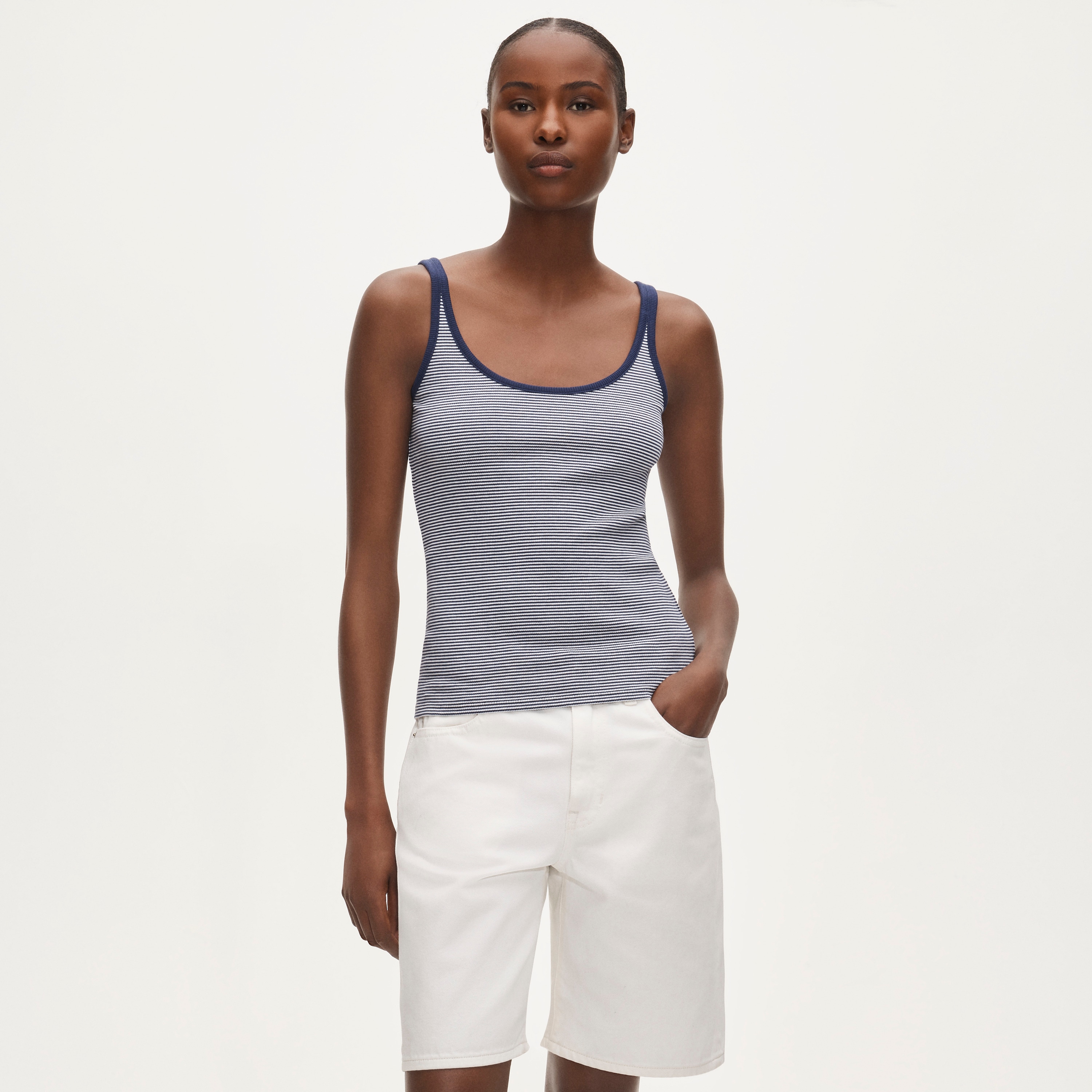 Perfect rib scoopneck tank top in stripe