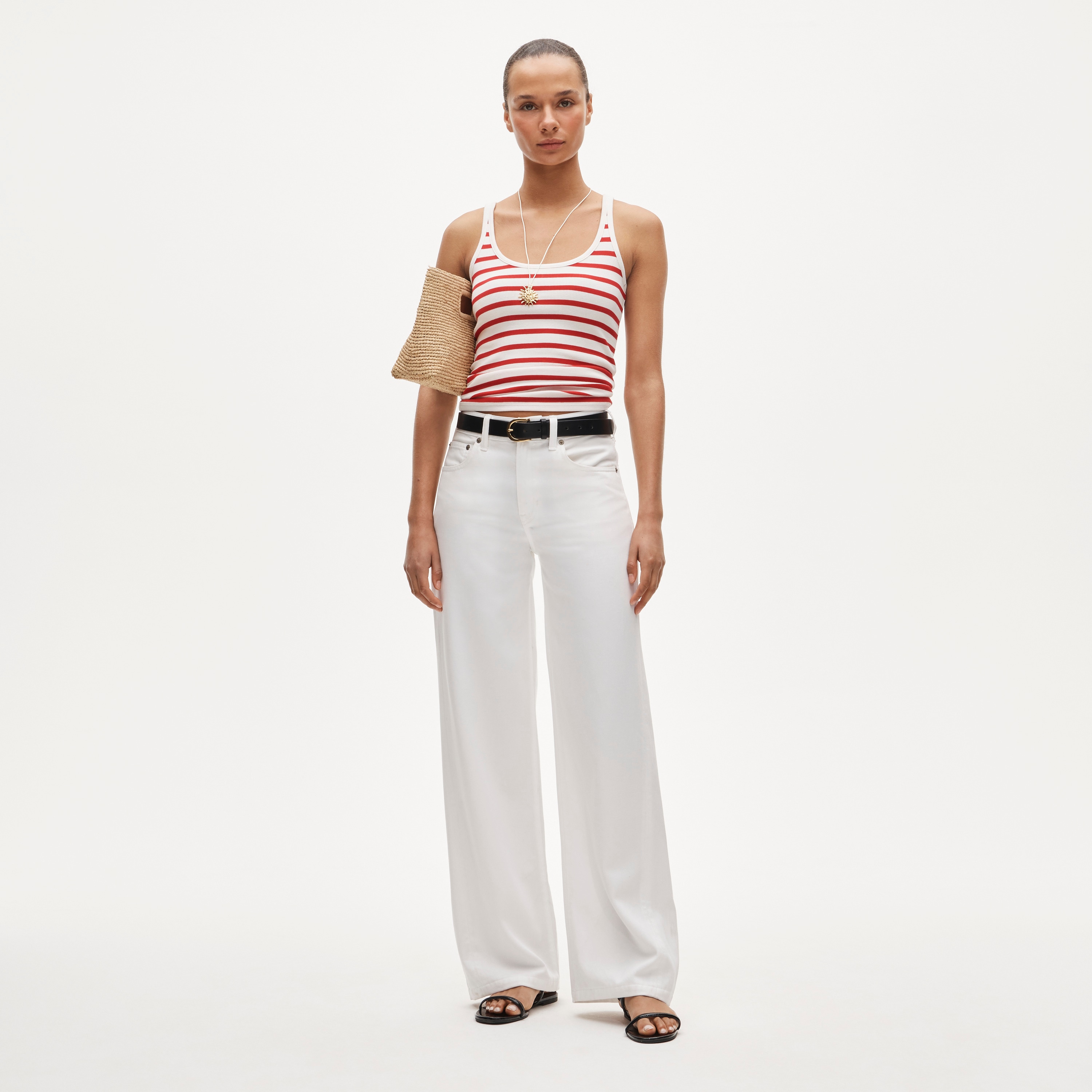 Perfect rib scoopneck tank top in stripe