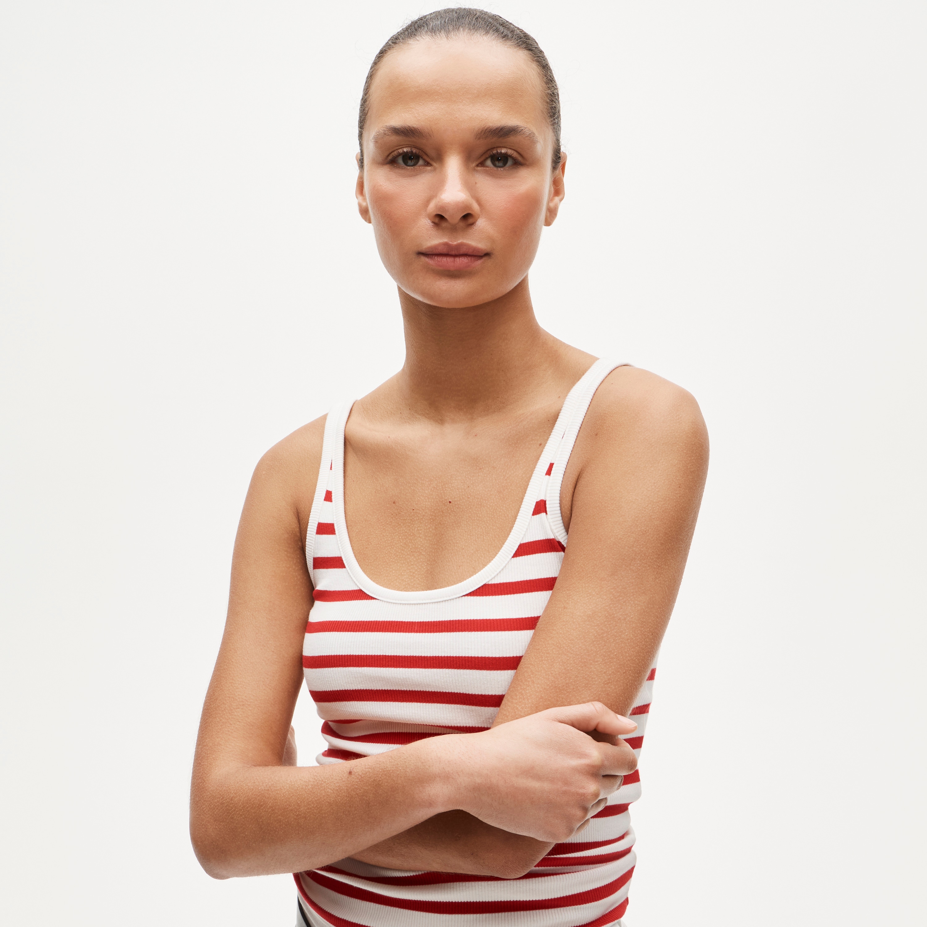 Perfect rib scoopneck tank top in stripe