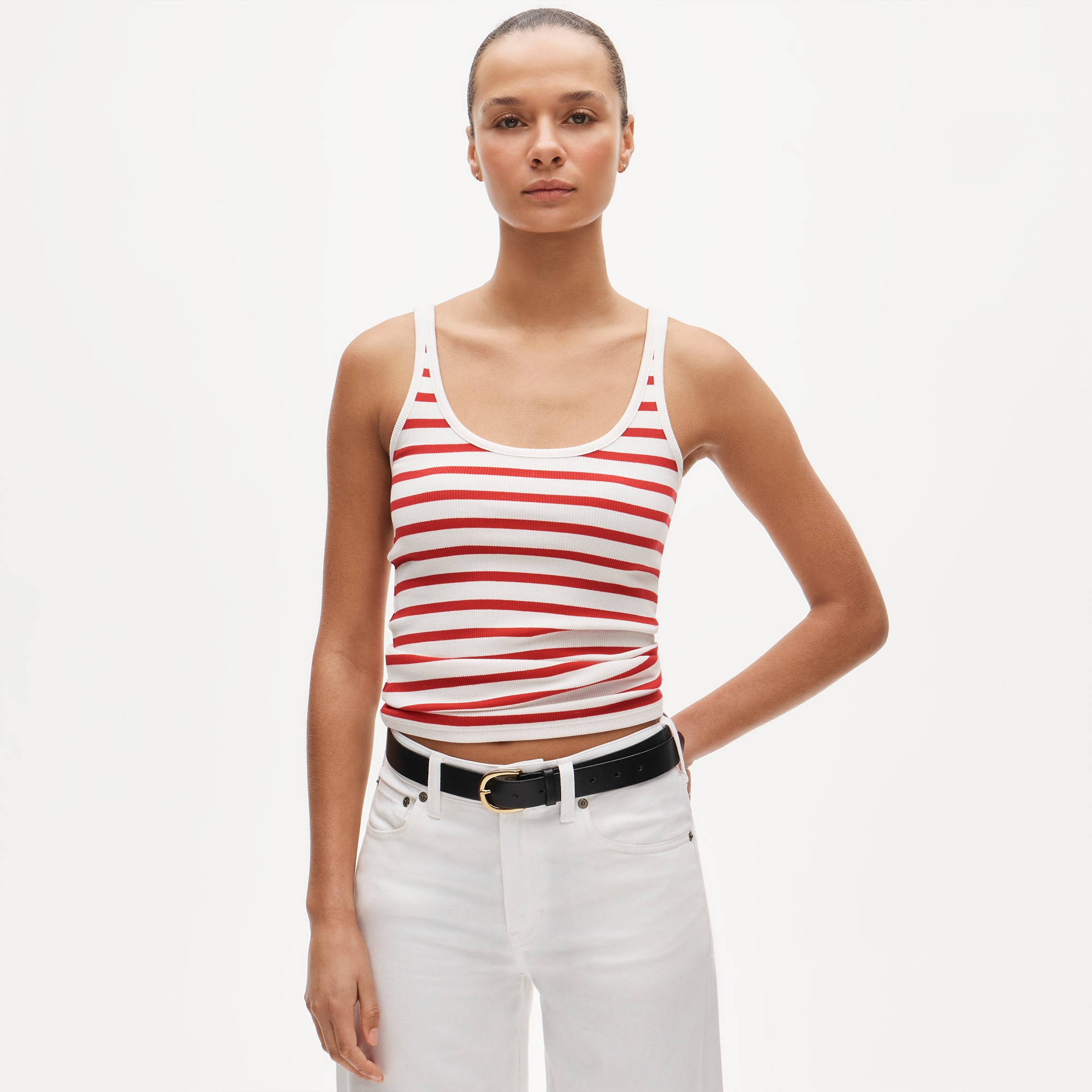 Perfect rib scoopneck tank top in stripe