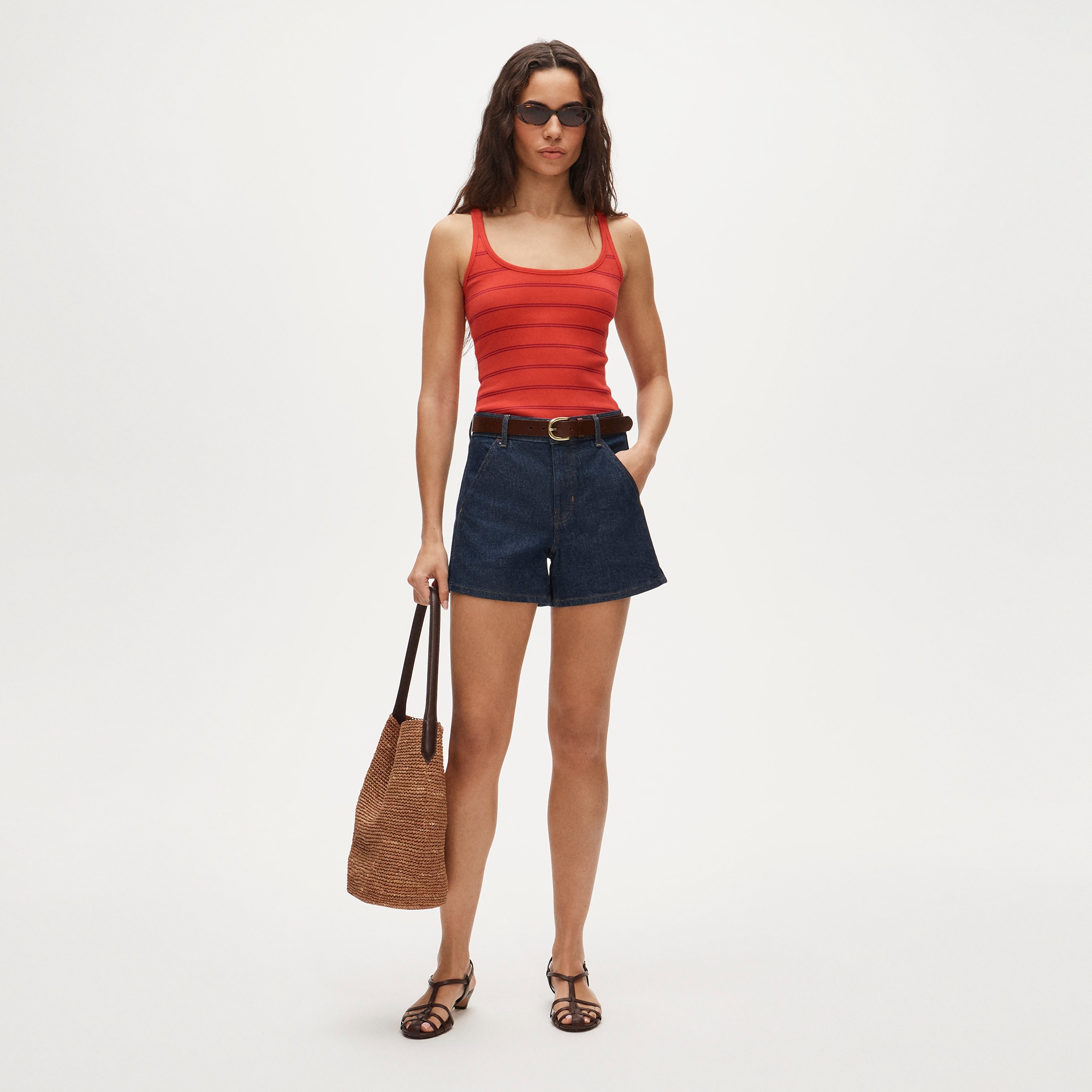 Perfect rib scoopneck tank top in stripe