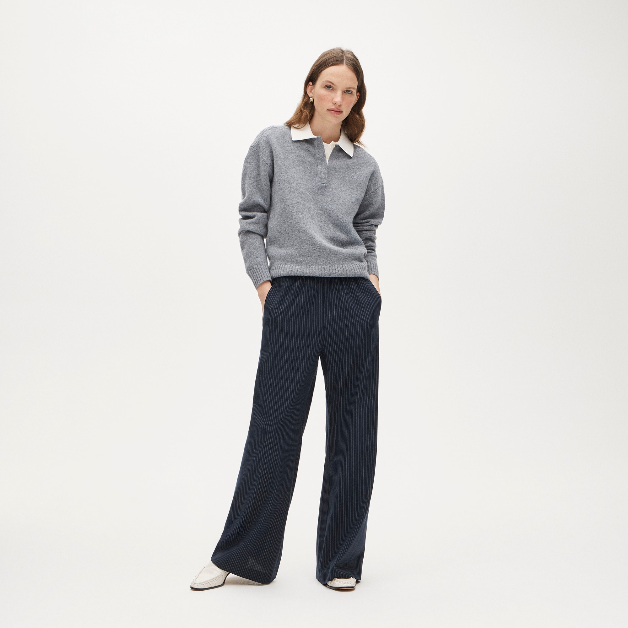 Cosmo Pant In Pinstriped Italian Studio Wool For Women | J.Crew