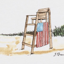 Vintage-wash cotton graphic T-shirt BEACH CHAIR USA WHITE