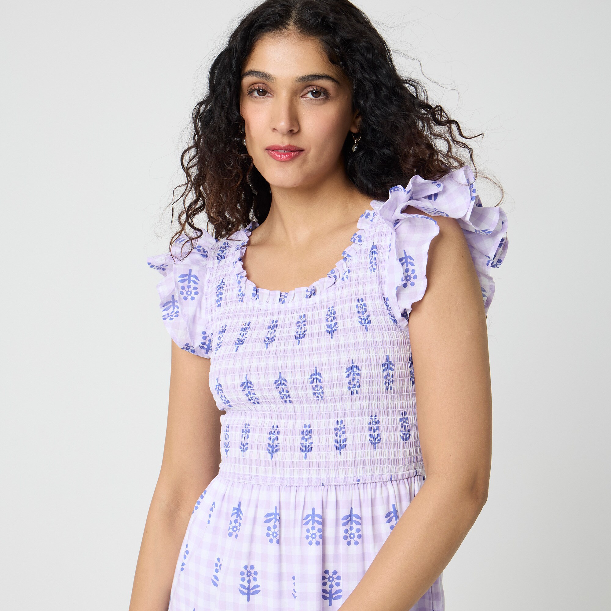 Ruffle-sleeve Smocked Midi Dress For Women | Factory