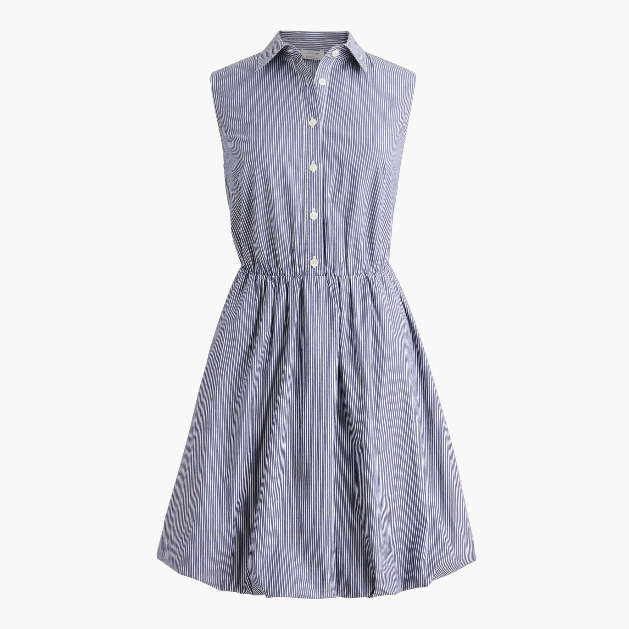Striped bubble-hem mini shirt-dress