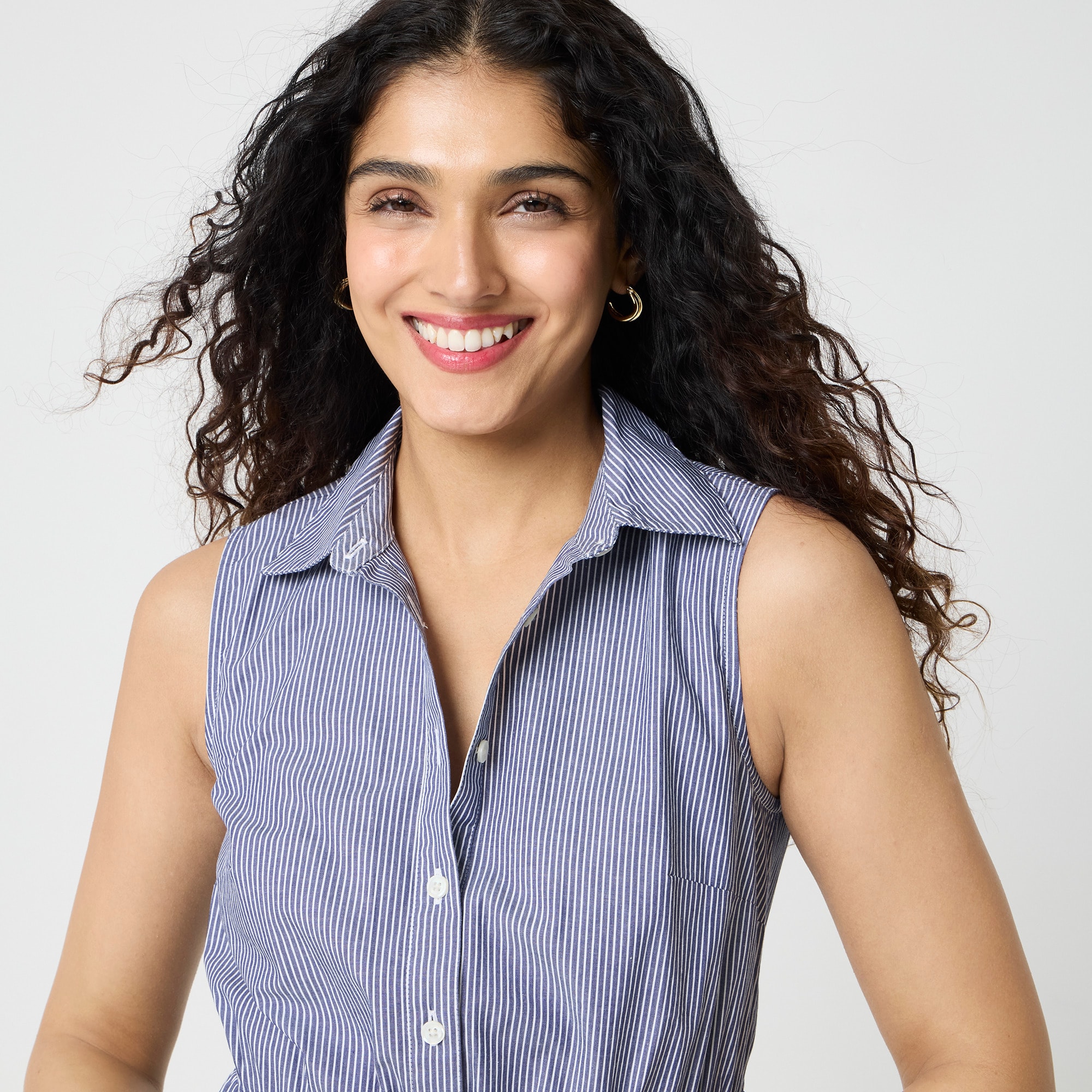 Striped bubble-hem mini shirt-dress