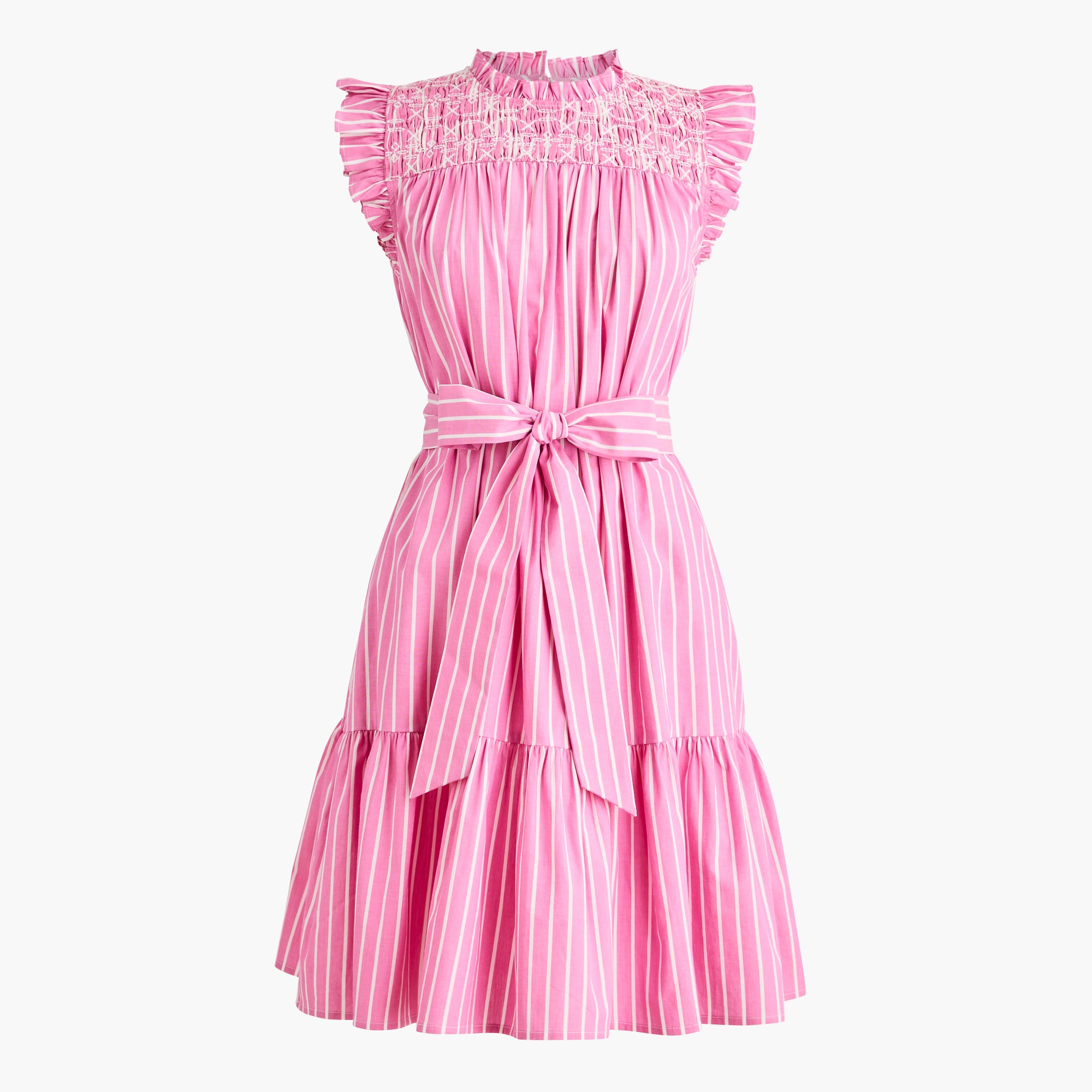 Striped Ruffle-sleeve Embroidered Mini Dress For Women | Factory