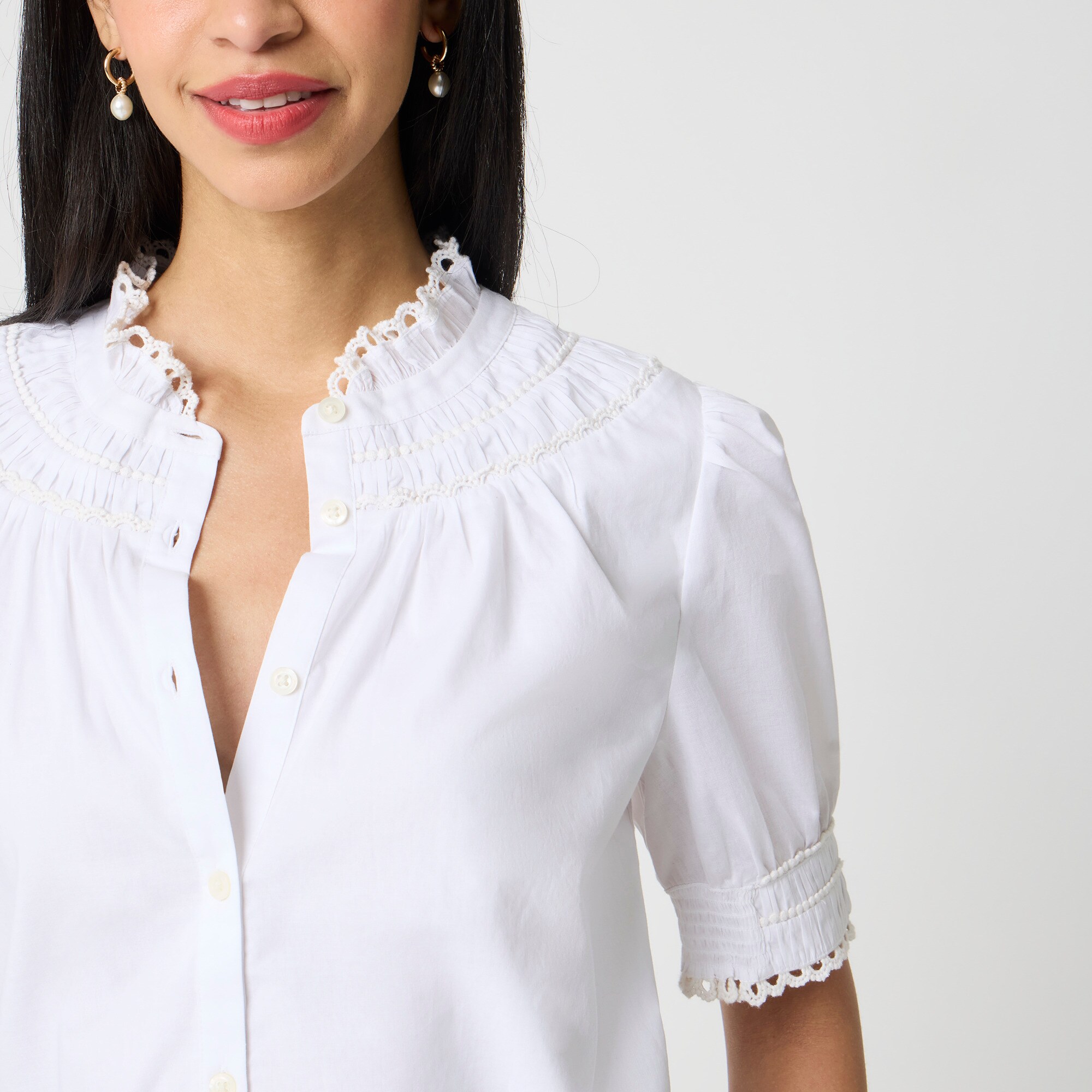 Short-sleeve smocked top