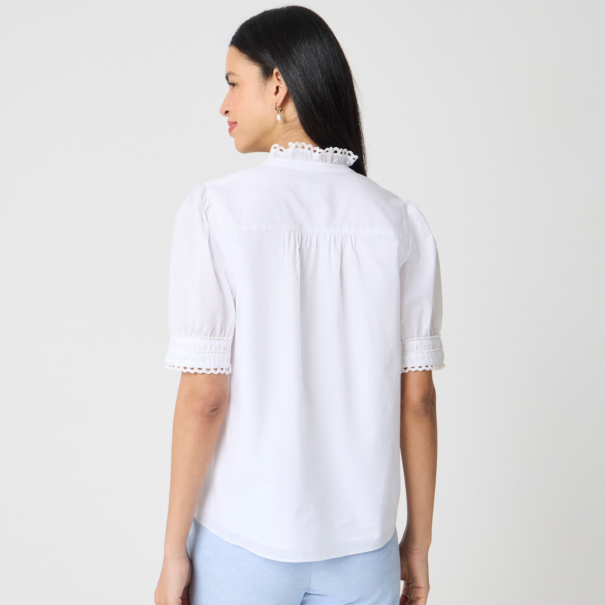 Short-sleeve smocked top