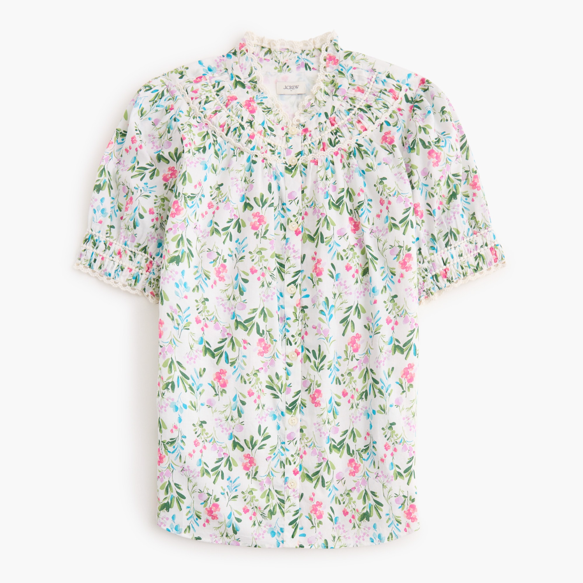 Short-sleeve Floral Smocked Top For Women | Factory
