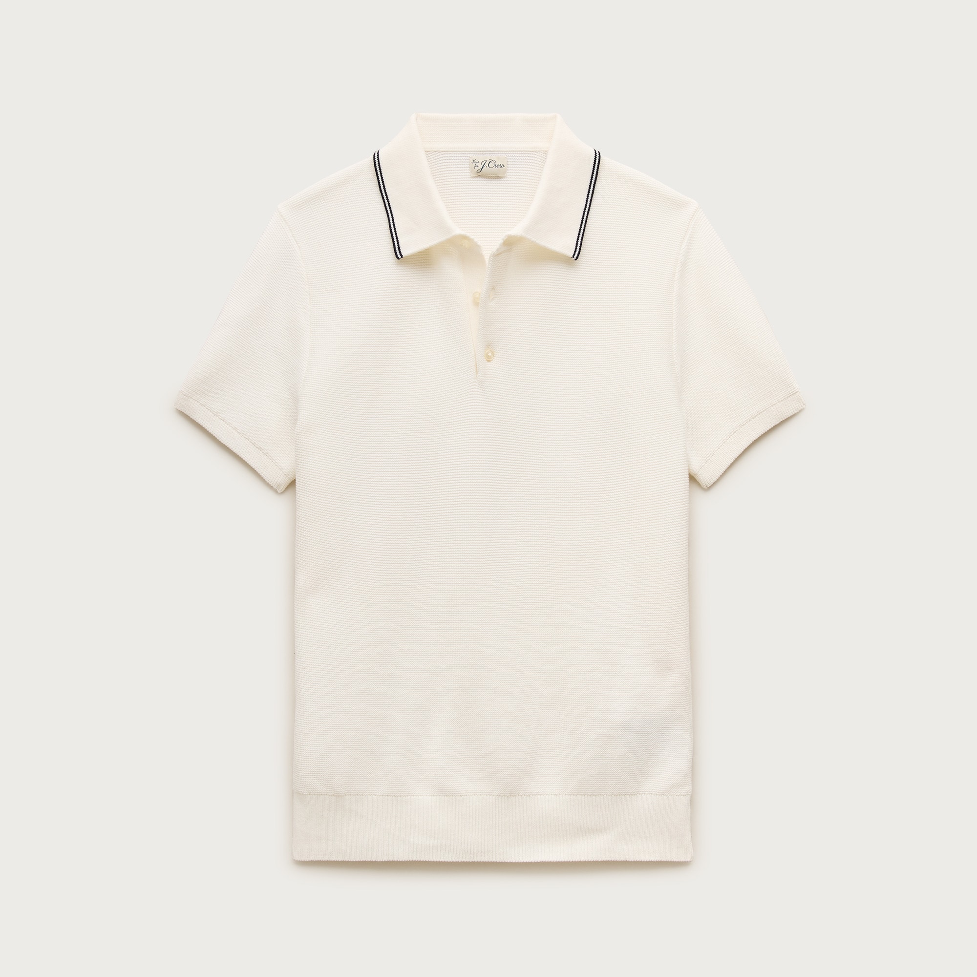 Short-sleeve tipped sweater-polo in Pima cotton