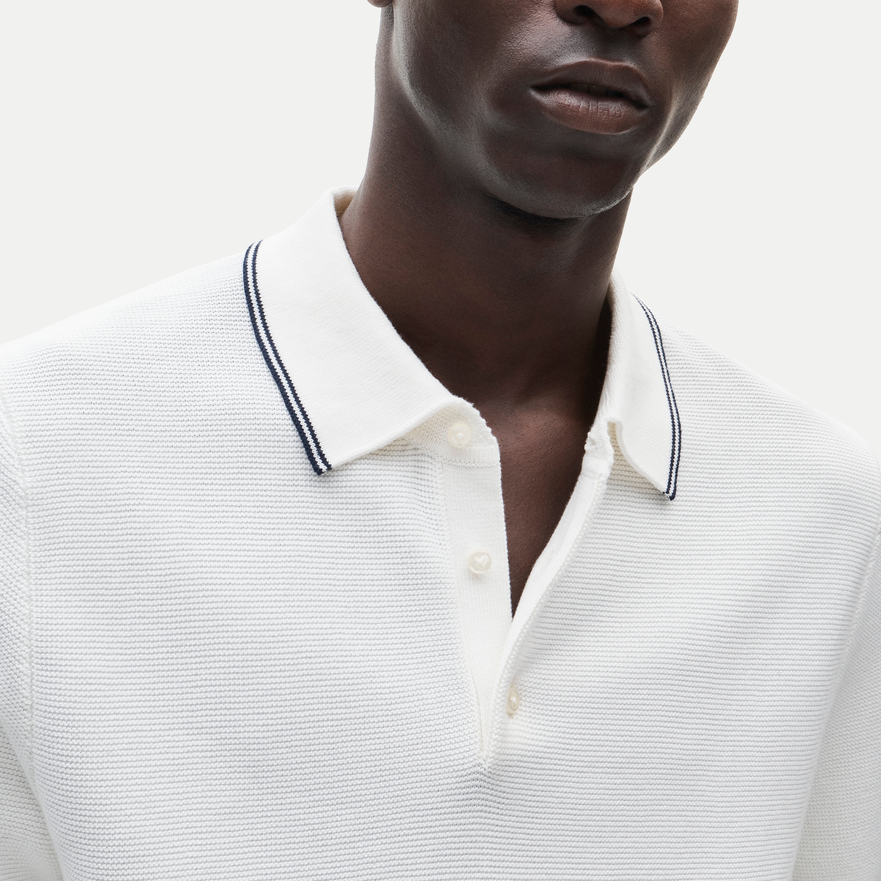 Short-sleeve tipped sweater-polo in Pima cotton - thumbnail 4