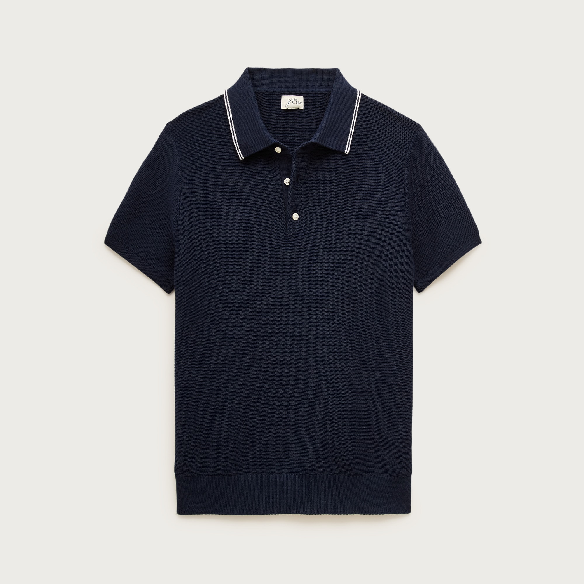 Short-sleeve tipped sweater-polo in Pima cotton from J.Crew - $118