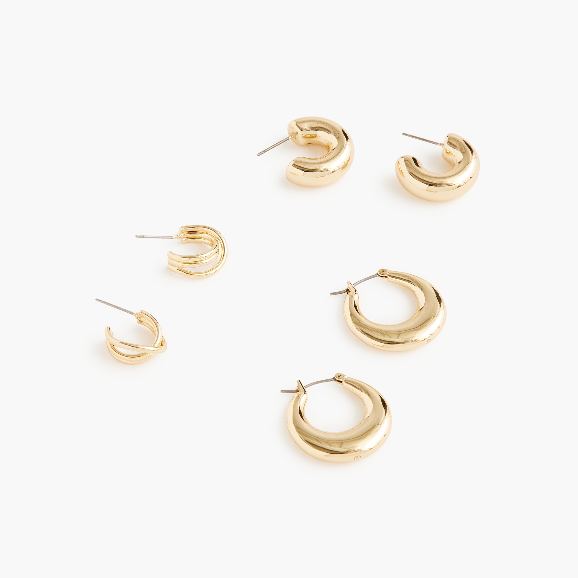  Gold hoop earrings pack-of-three