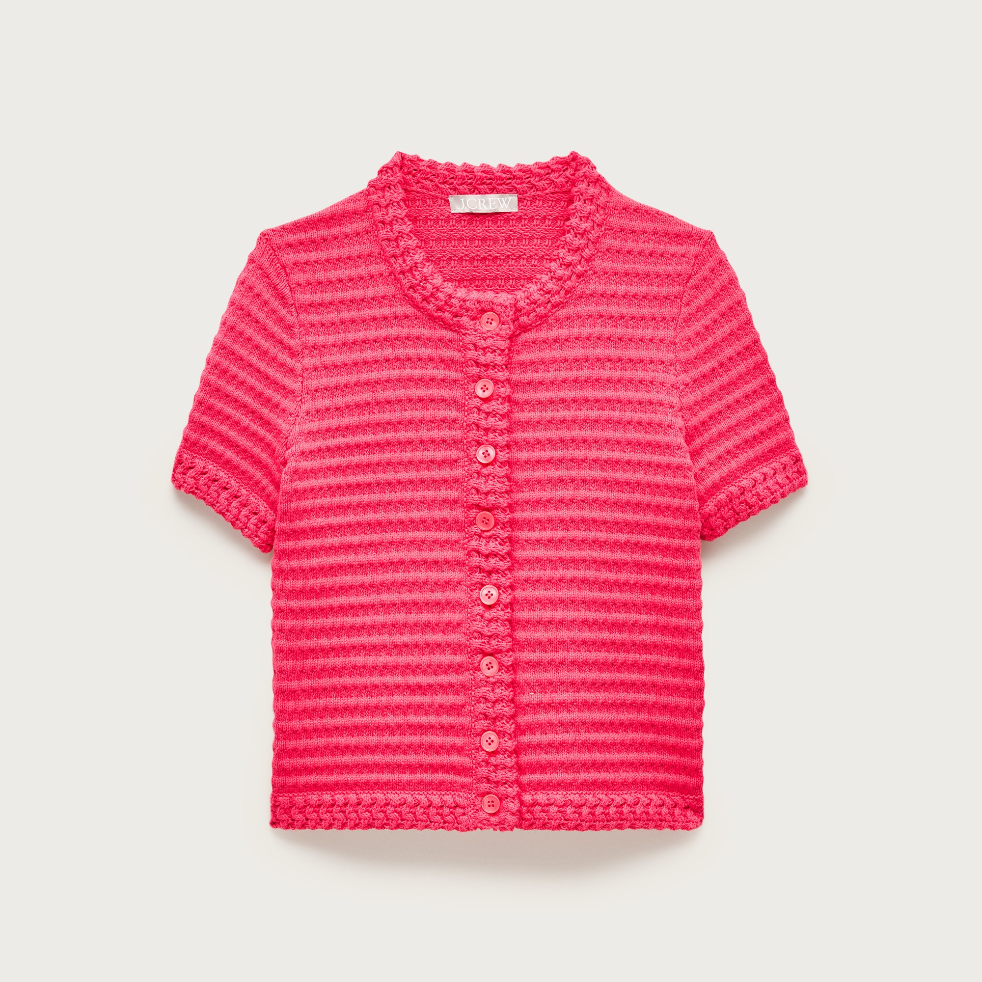 Crochet short-sleeve cardigan