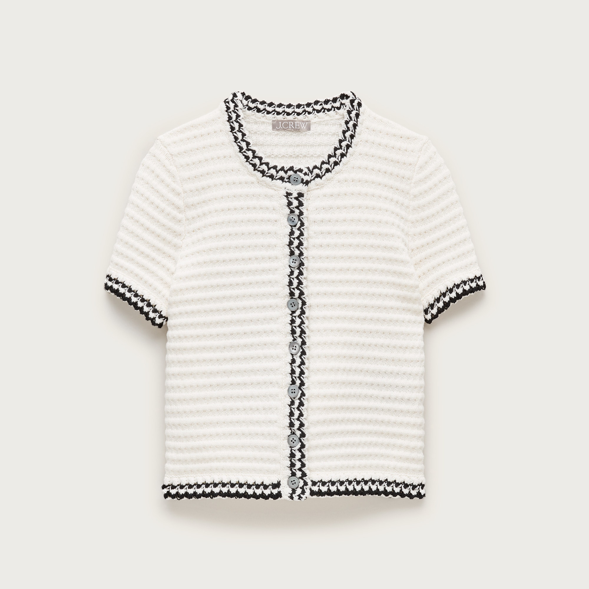 Crochet short-sleeve cardigan