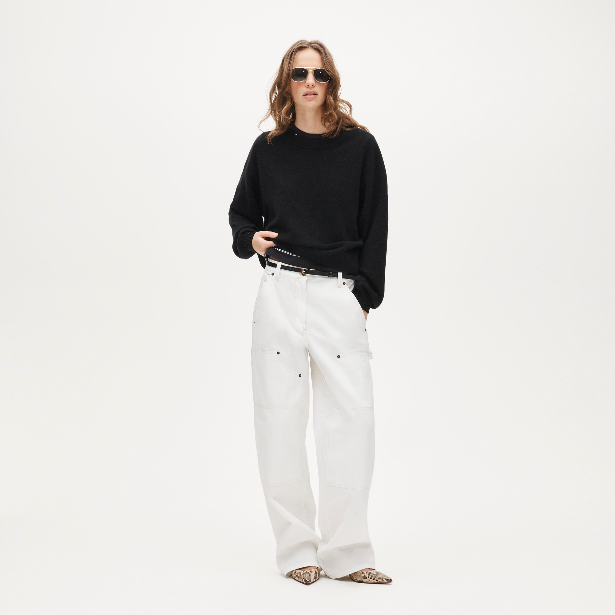 Cashmere blouson-sleeve sweater