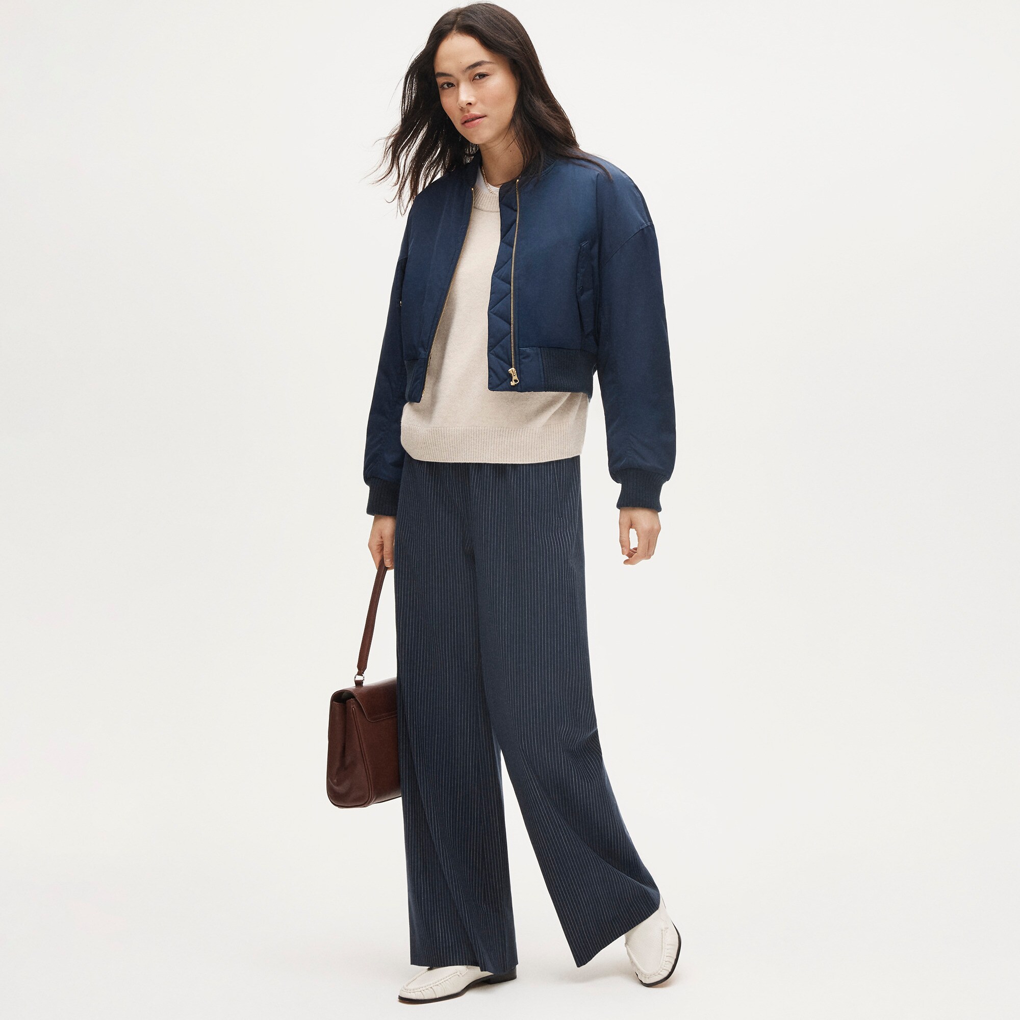 Cashmere blouson-sleeve sweater