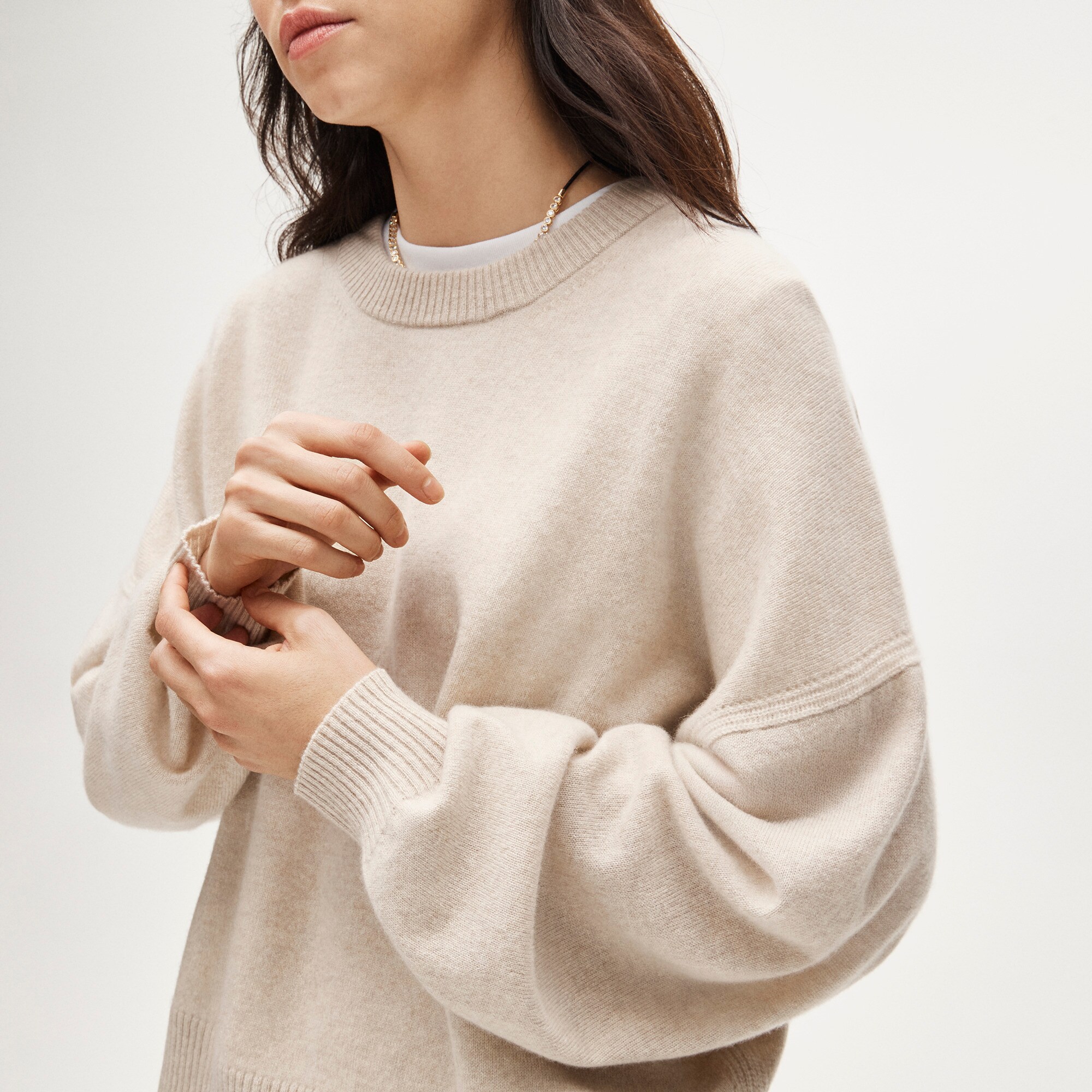Cashmere blouson-sleeve sweater