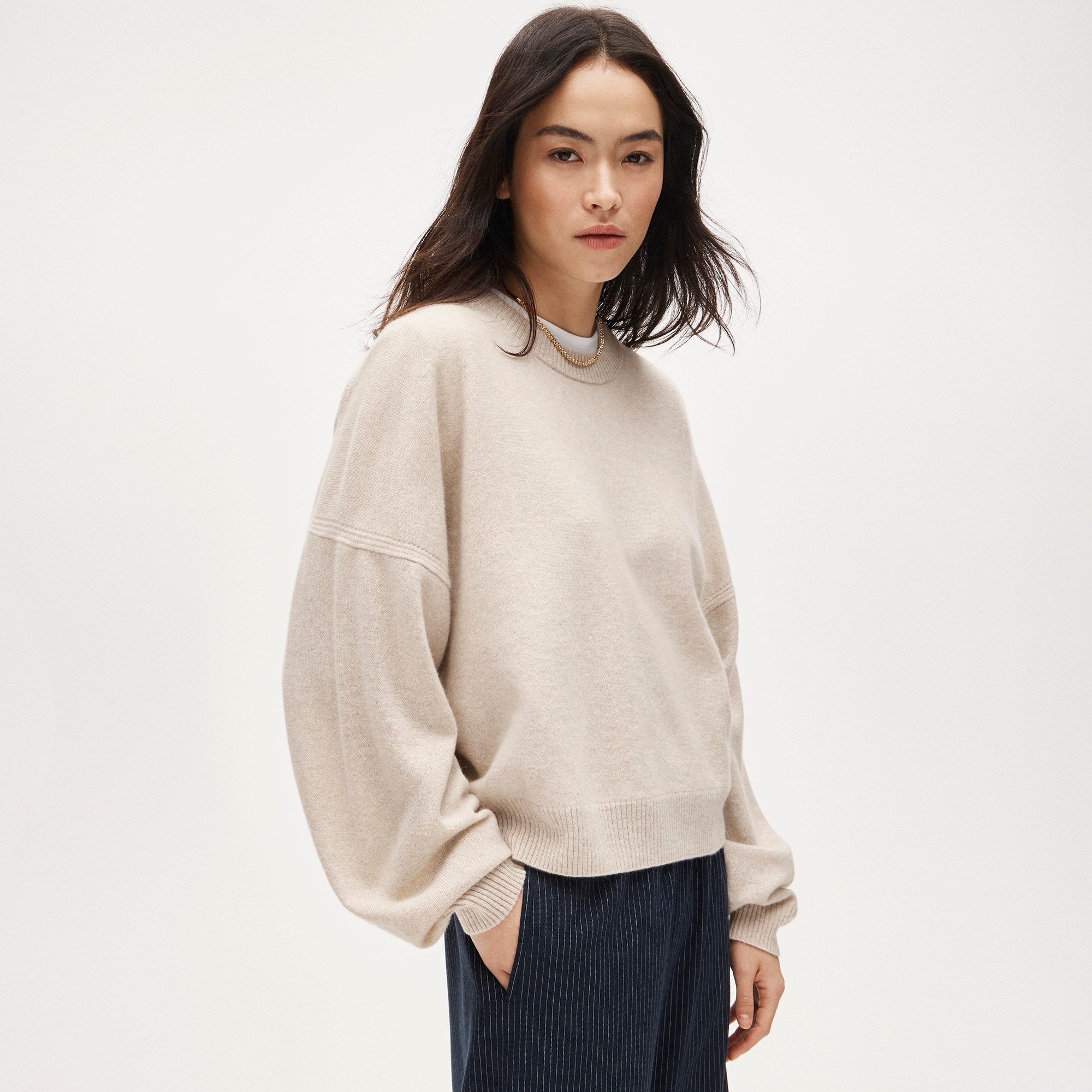 Cashmere blouson-sleeve sweater