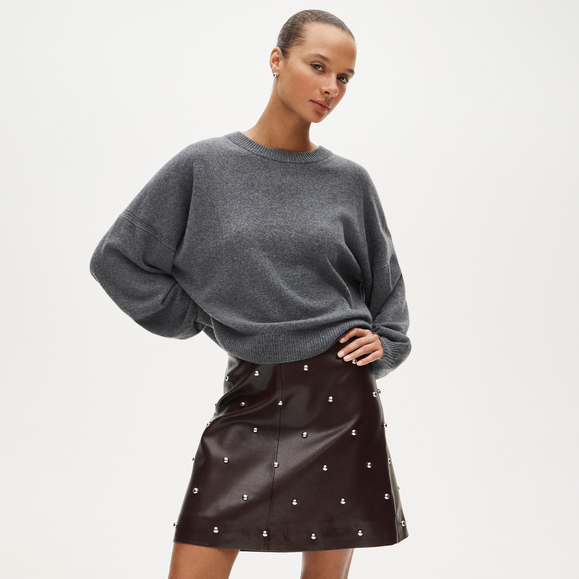 Cashmere blouson-sleeve sweater