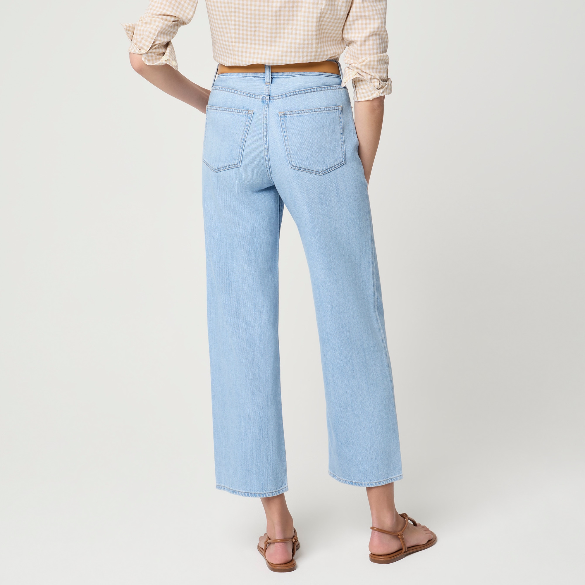 Light-feel wide-leg cropped jean