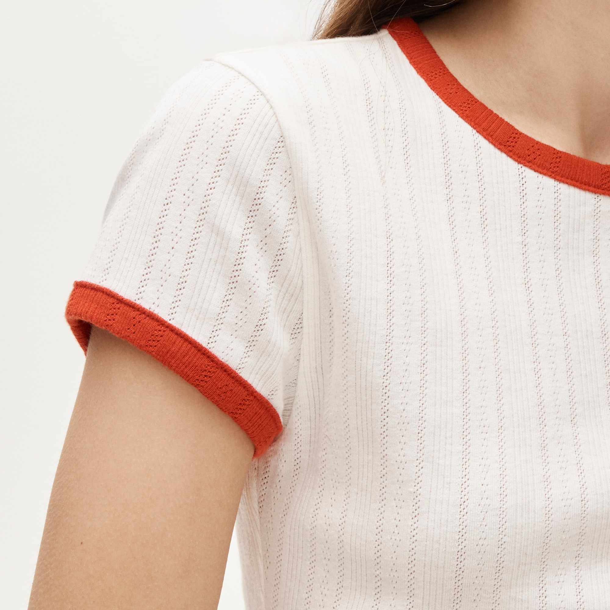 Pointelle ringer T-shirt - image 4