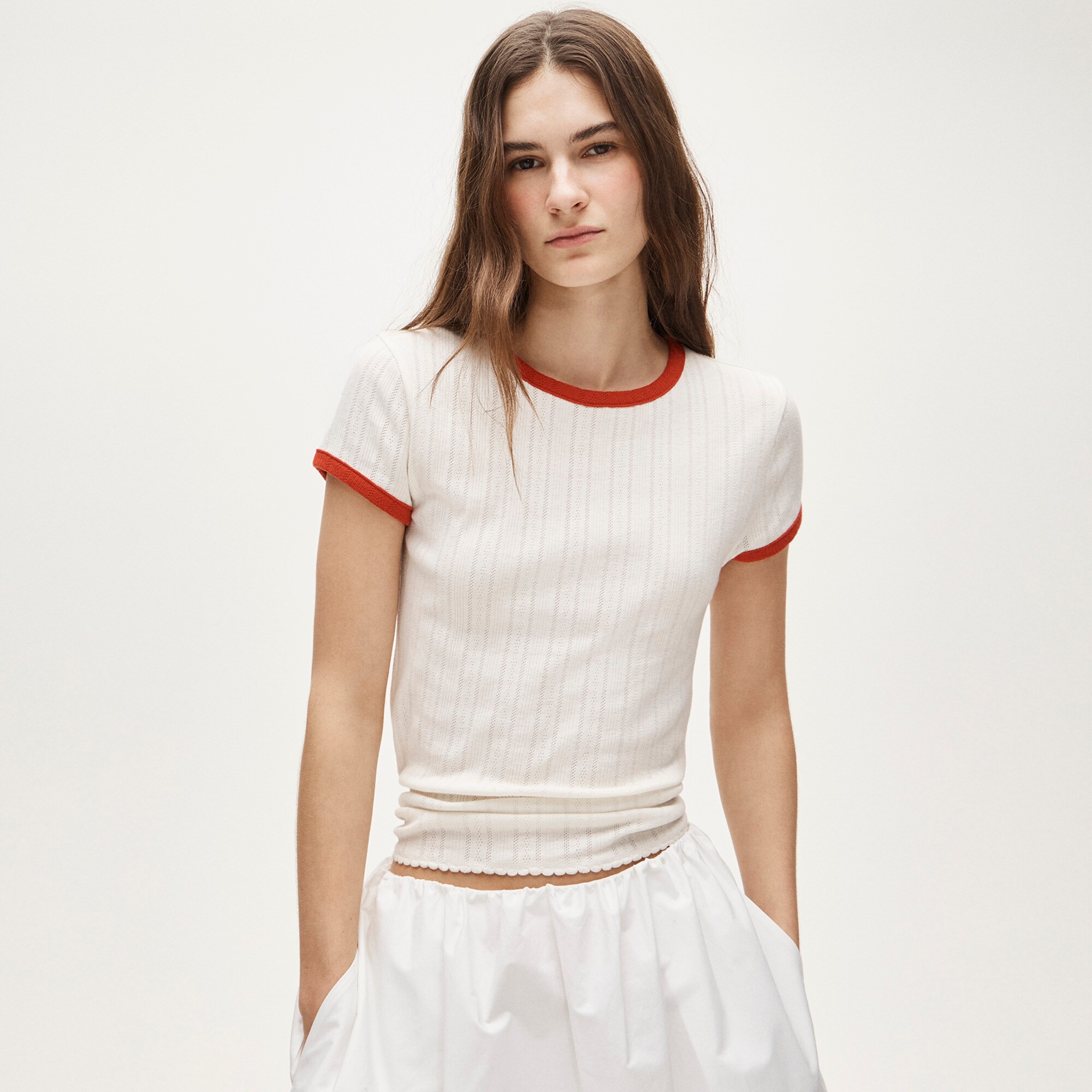 Pointelle ringer T-shirt