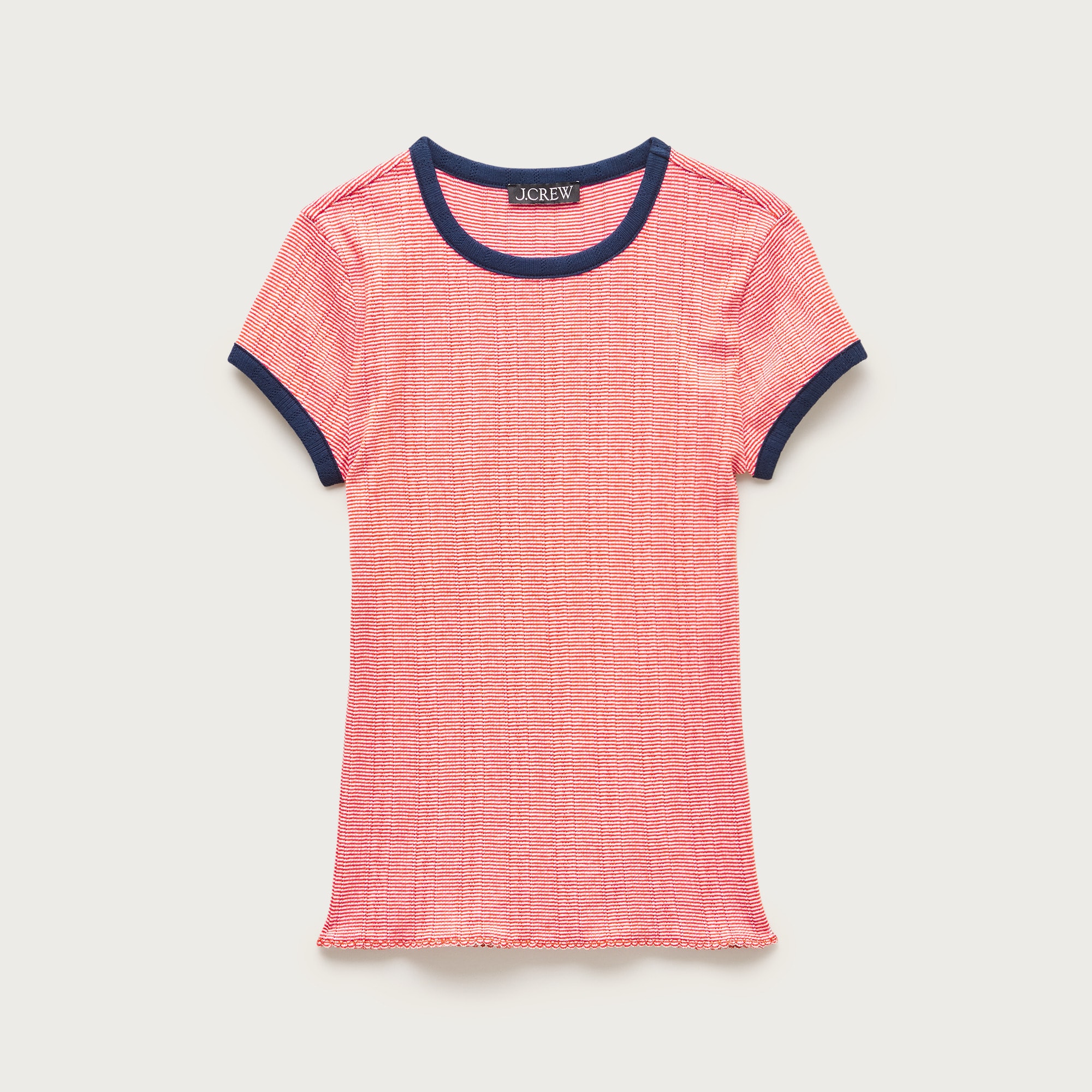 Pointelle ringer T-shirt in stripe