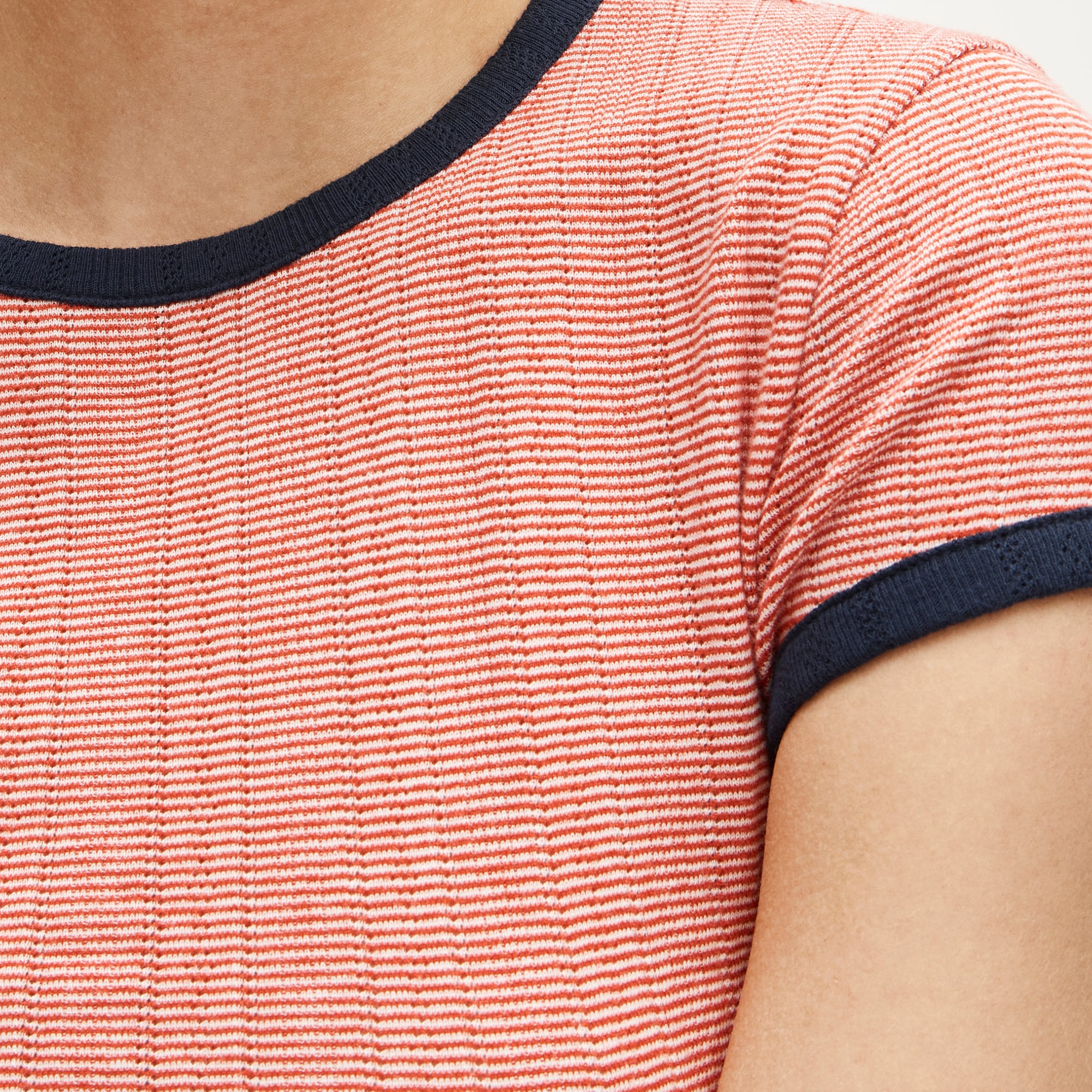Pointelle ringer T-shirt in stripe - image 4
